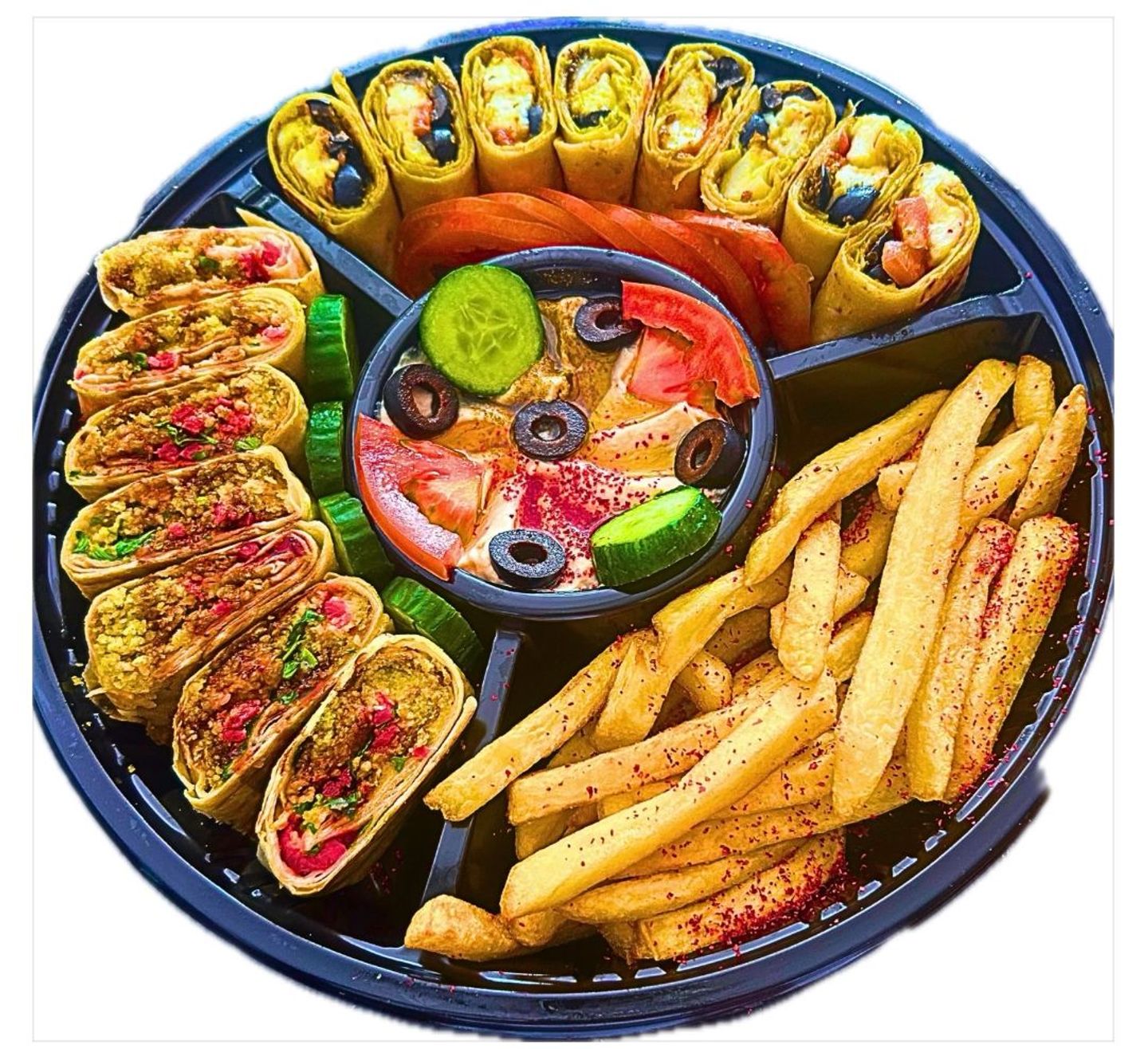 صحن عربي نص حلوم ونص فلافل