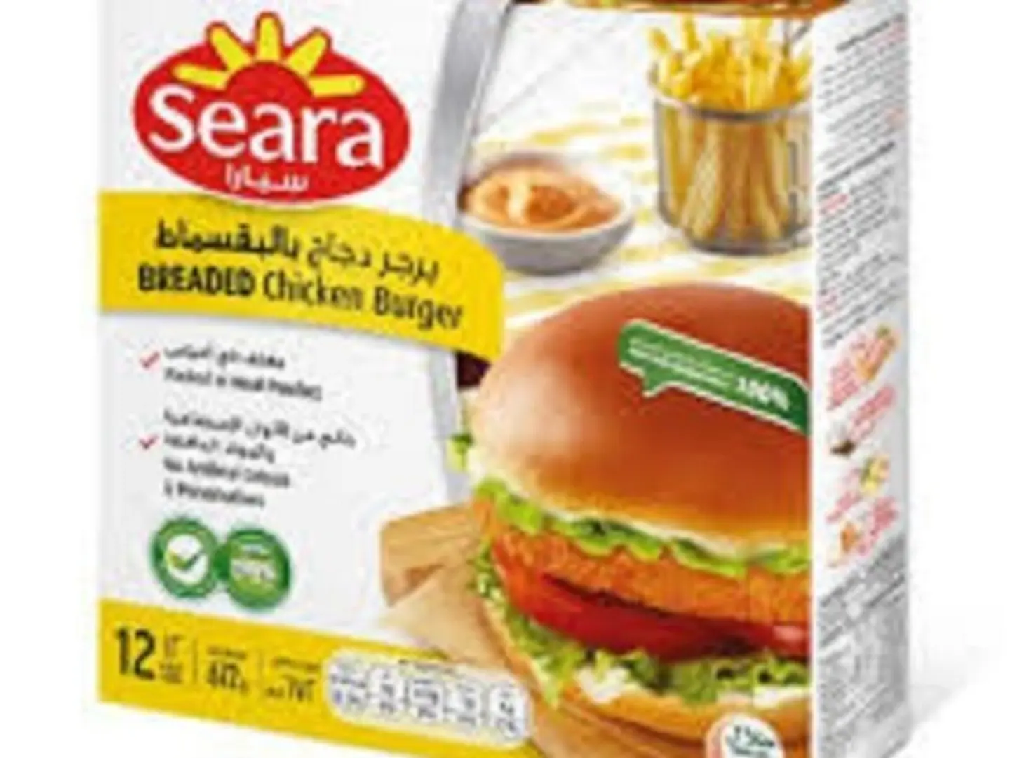 برجر دجاج بالبقسماط سيارا 672 جرام 12قطعة
