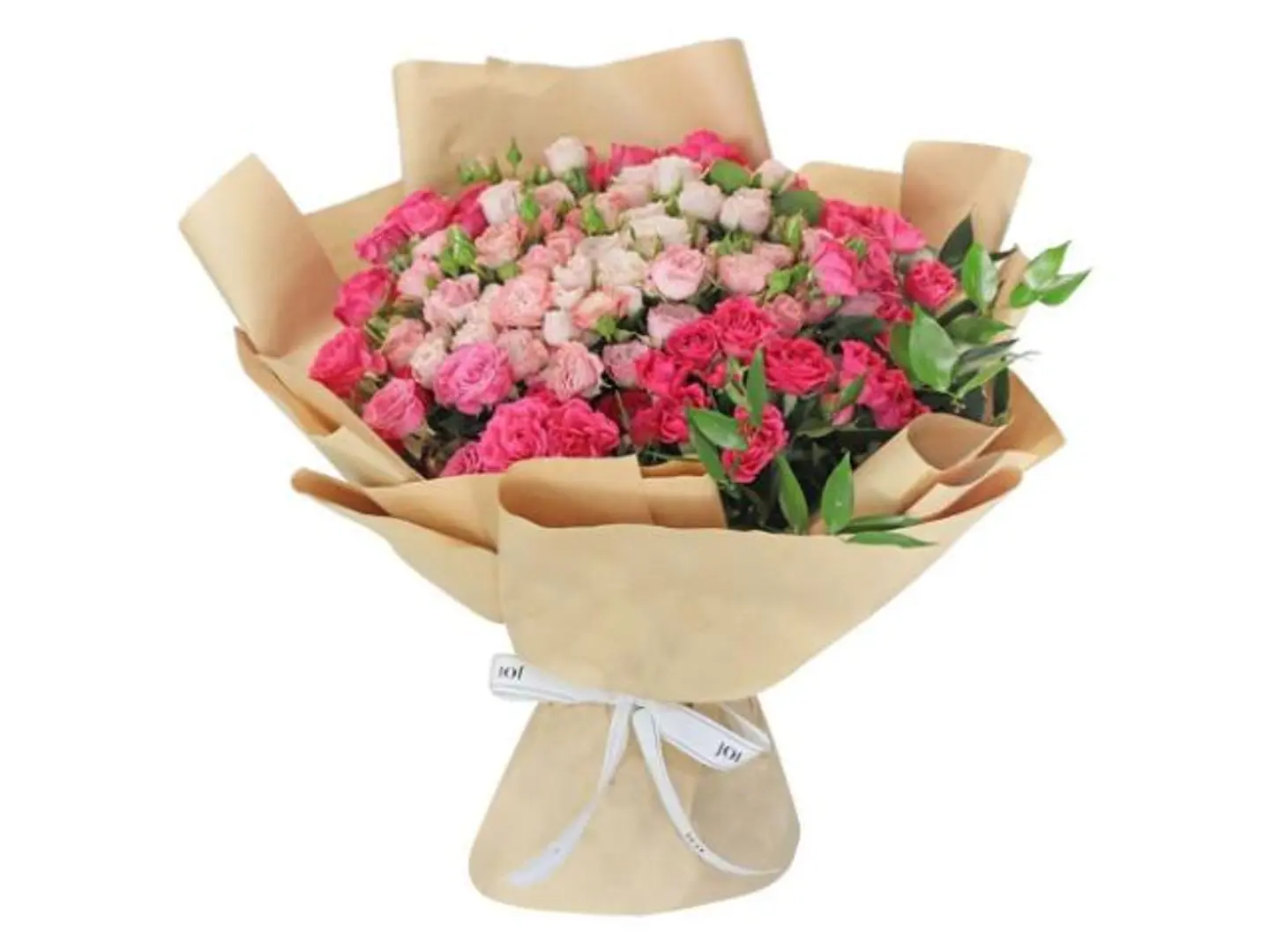 Baby Pink Beige Bouquet With Mixed Roses