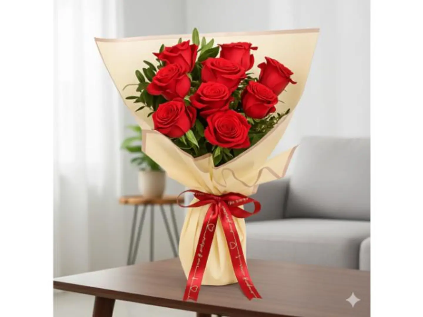 باقة زهور مكونة من 9 ورود حمراء