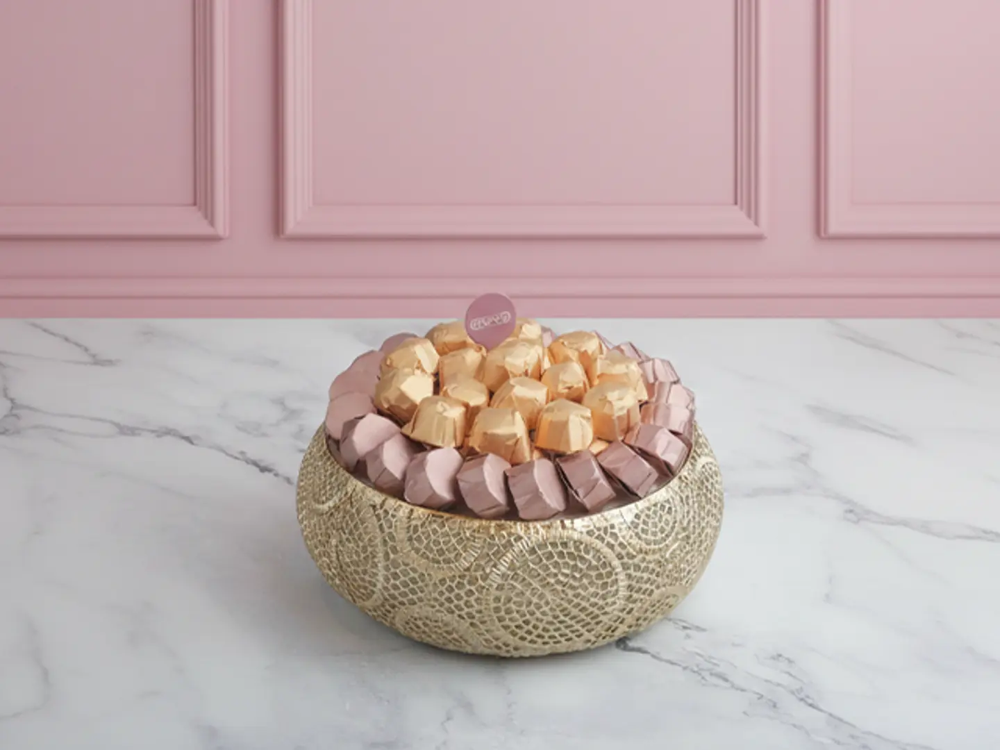 Small Circular Golden "Eid Mubarak" Tray A3