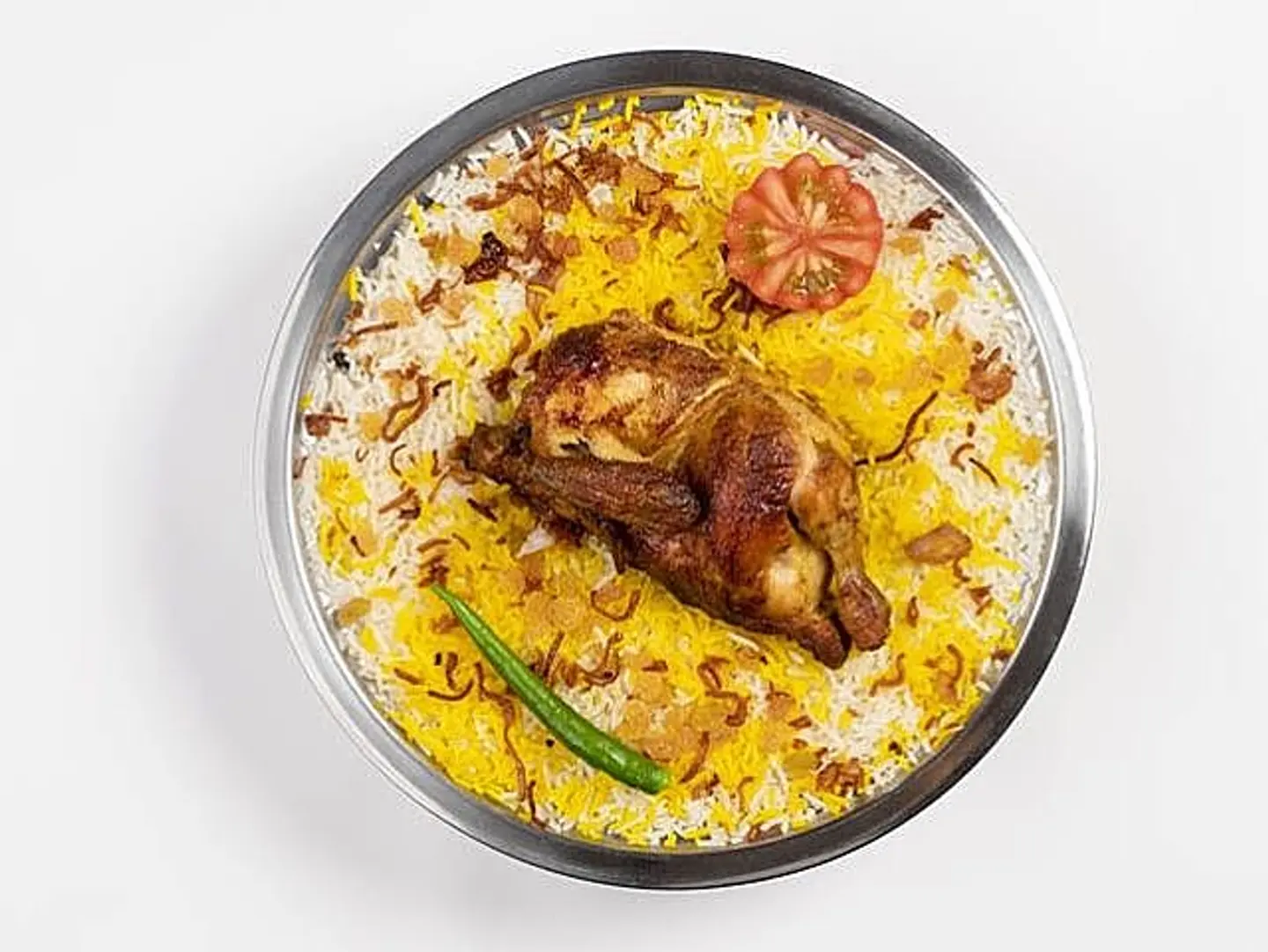 نصف دجاج شواية مع أرز مندي