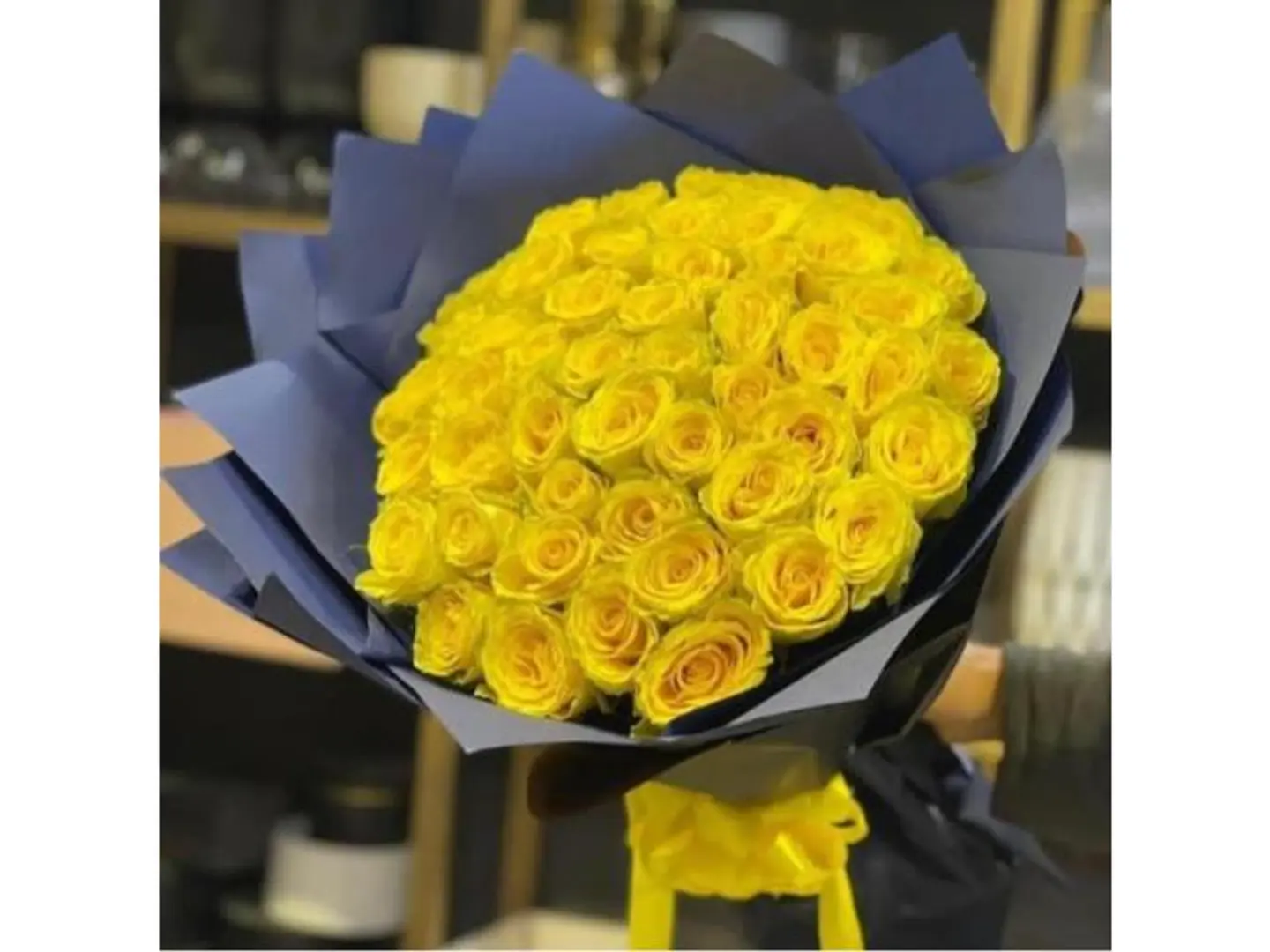 Round Bouquet Of Yellow Roses