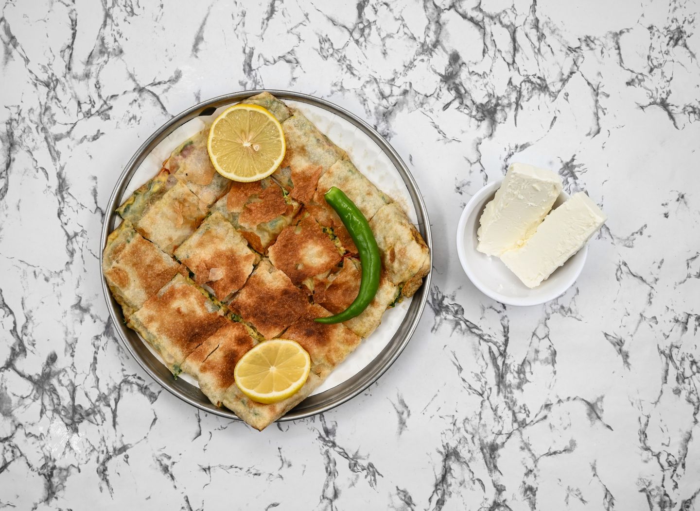 Salty Mutabbak With White Cheese