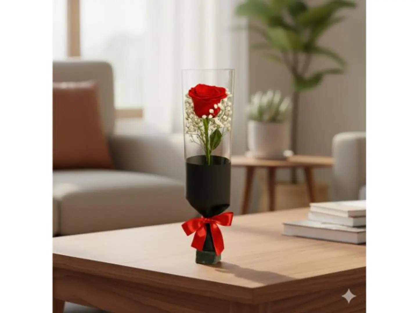 وردة حمراء أنيقة مفردة في الأسود