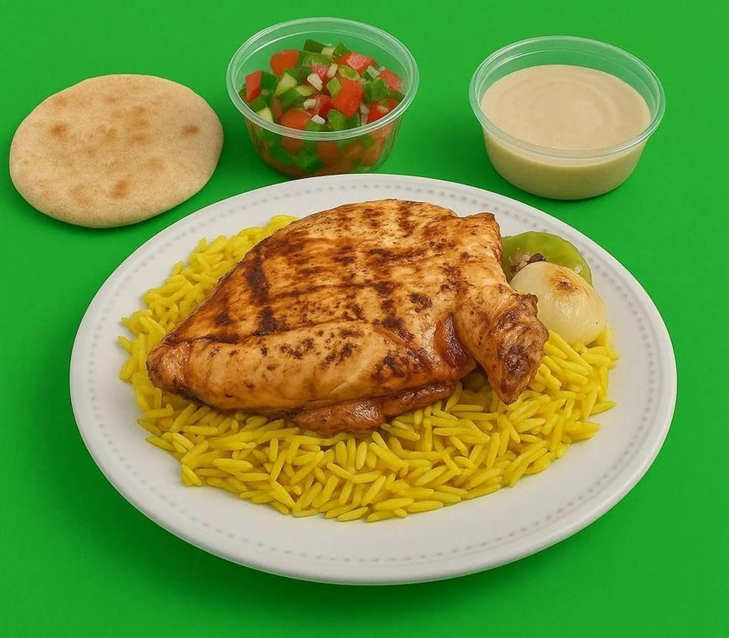 ربع بطة صدر مع أرز وخضار