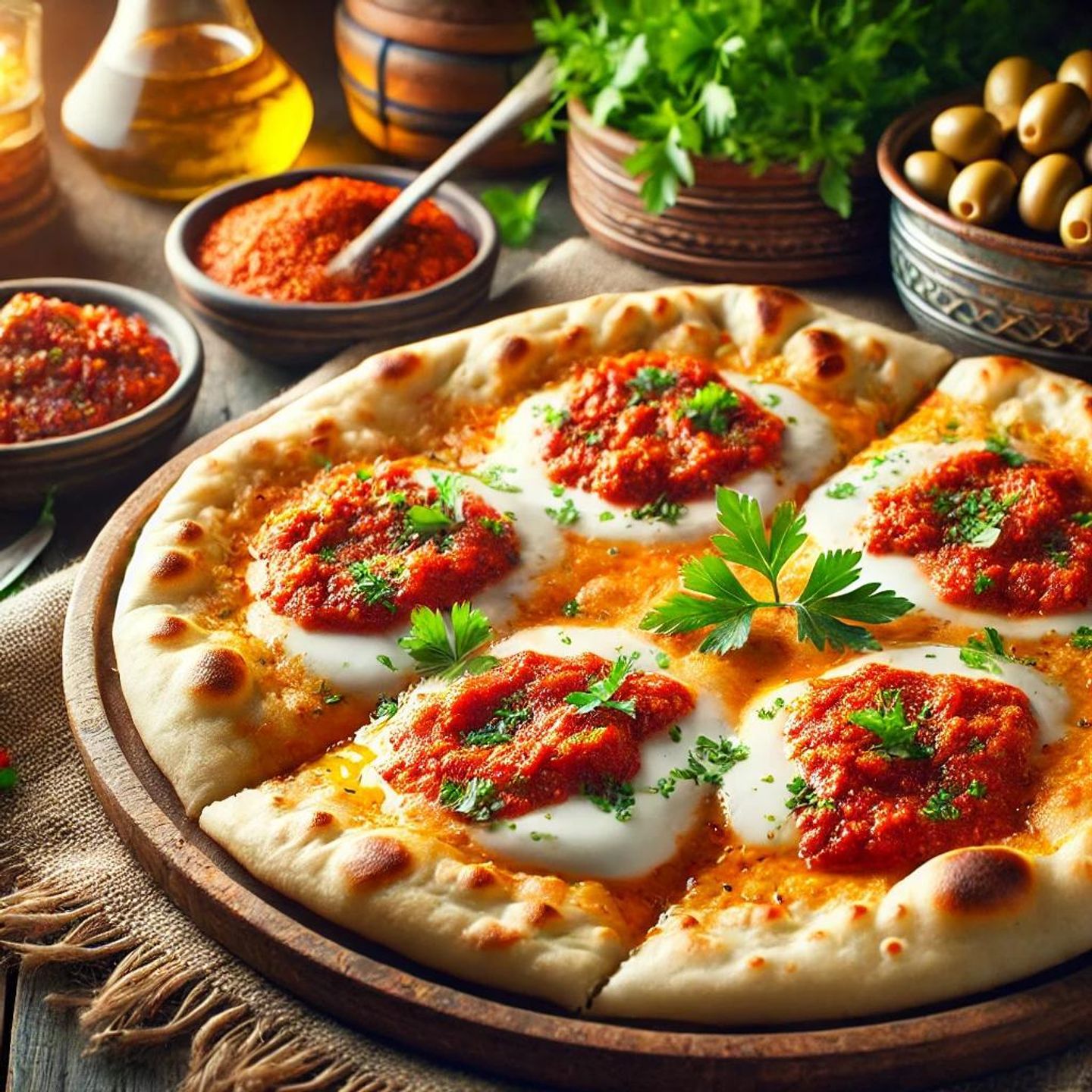 Muhammara Manakeesh With Cheese