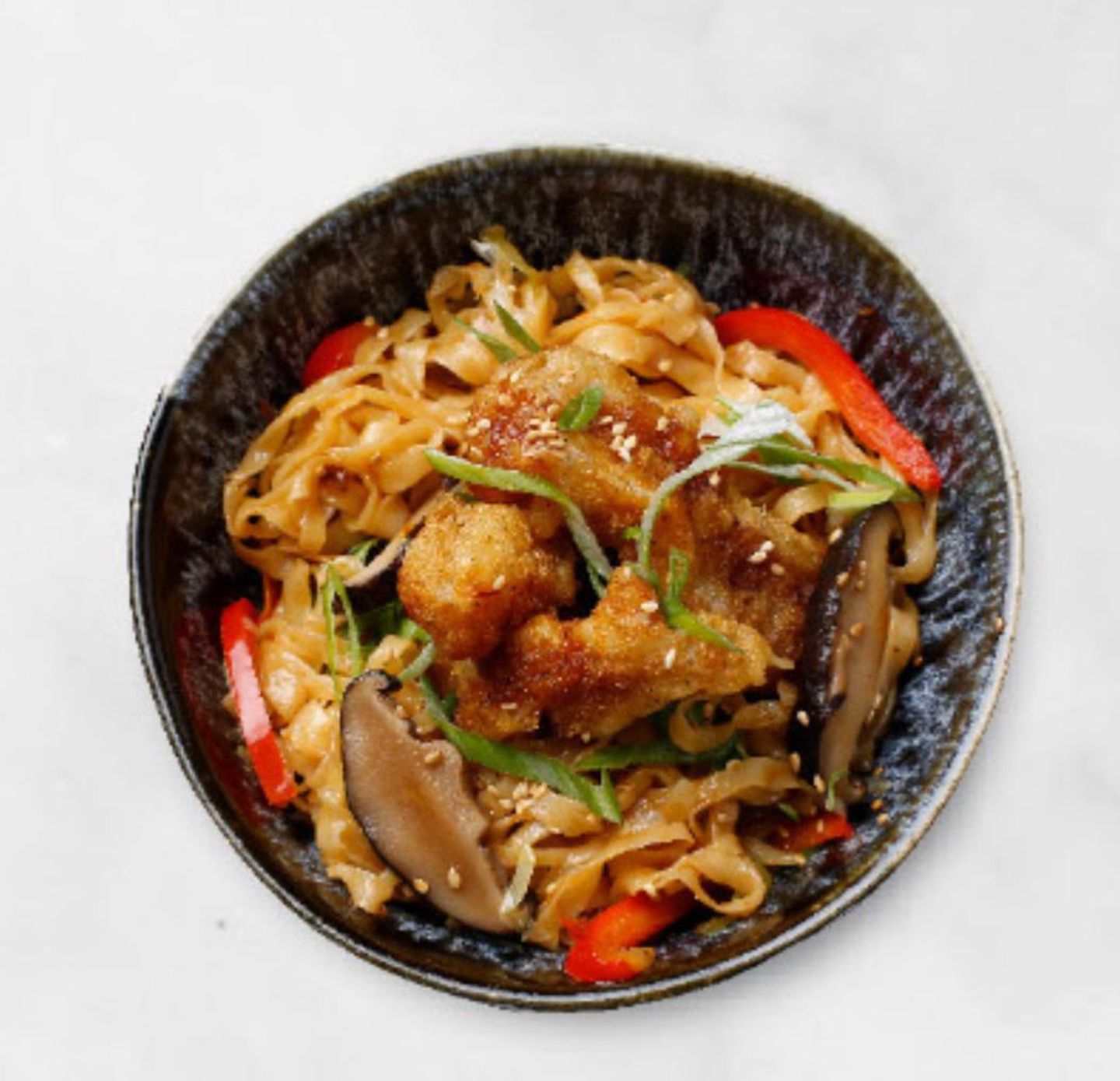 Szchuan Noodles With Tampura Shrimp