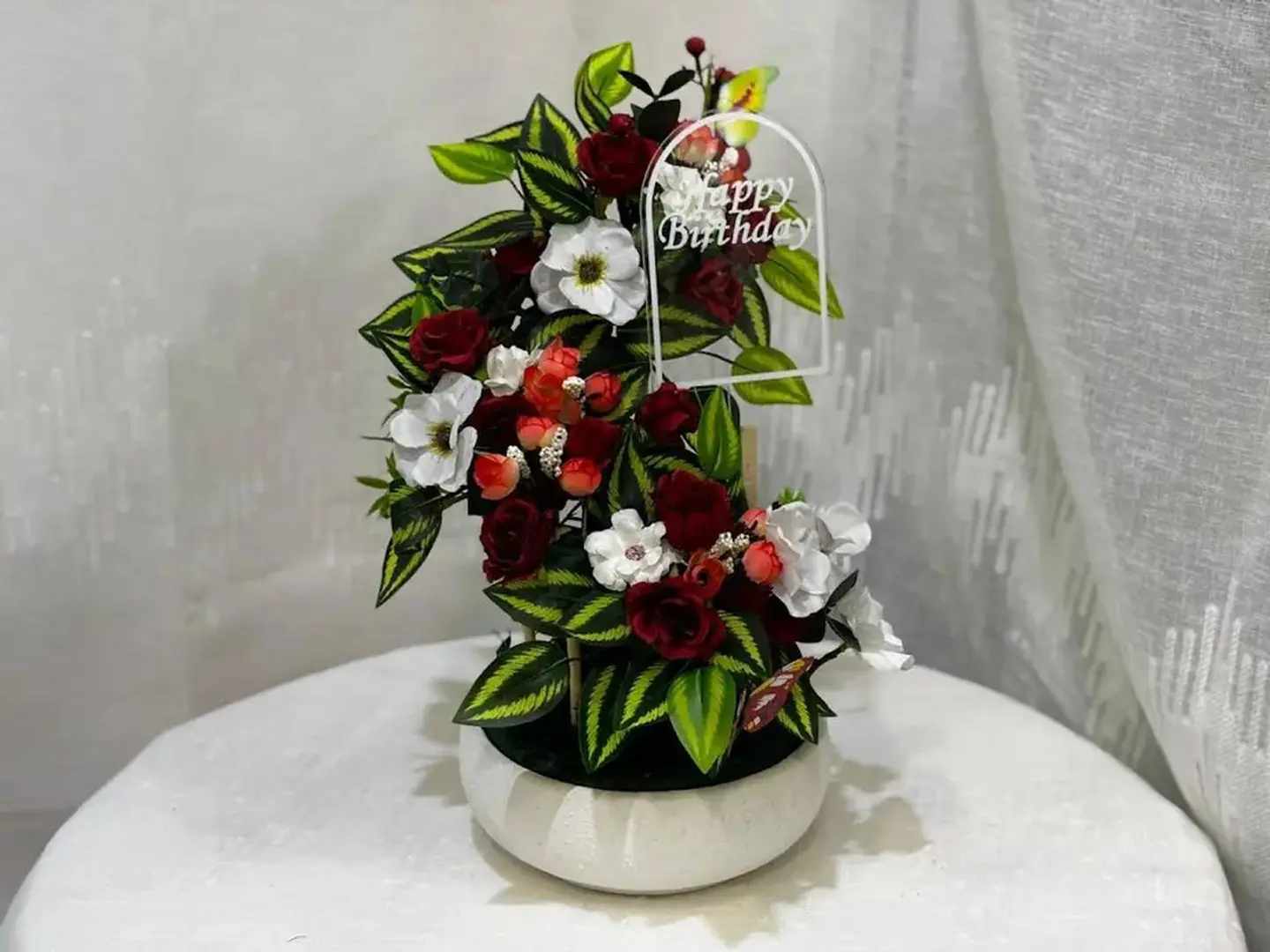 فازة رخام مكس ورود صناعية