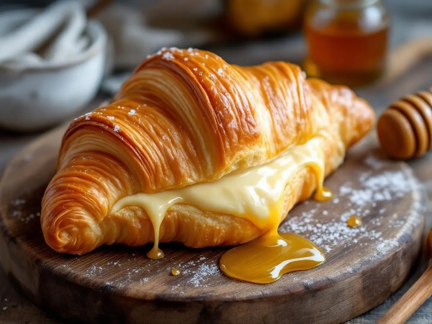 Croissant With Cream And Honey