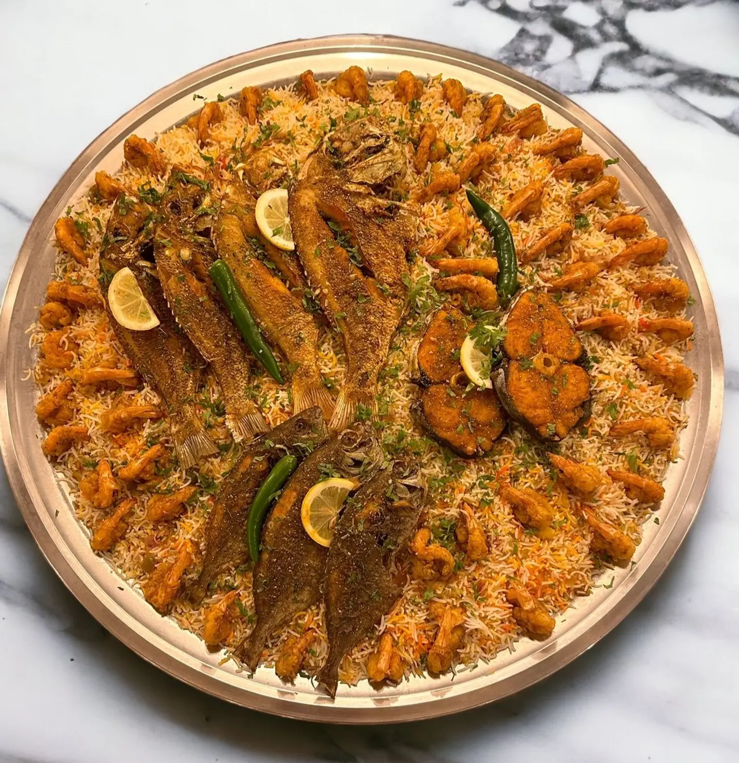 Aroussa , Lethrinus , Mackerel , Dandelion And Shrimp Meal