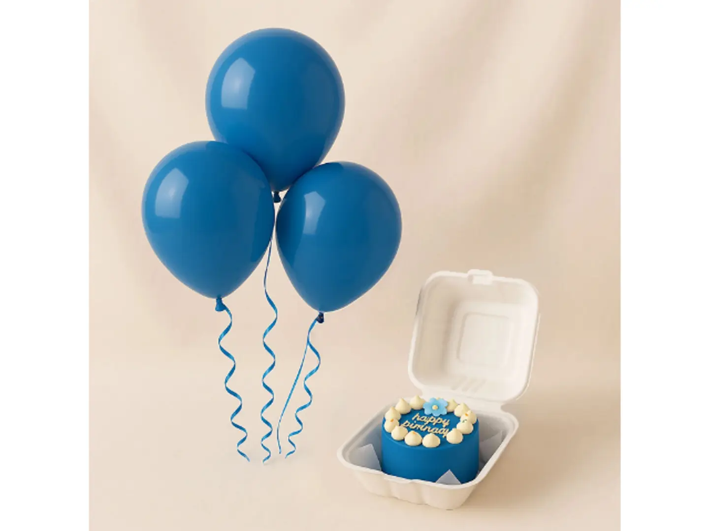 Blue Birthday Set Mini Cake N Balloons