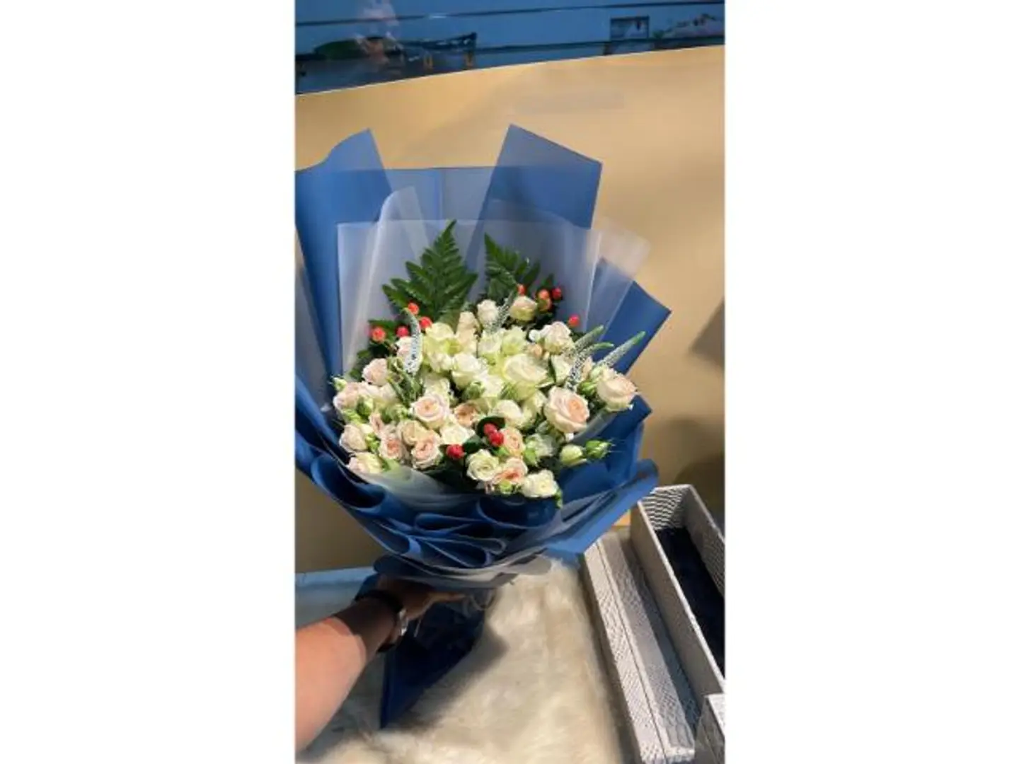White Baby Bouquet With Light Pink