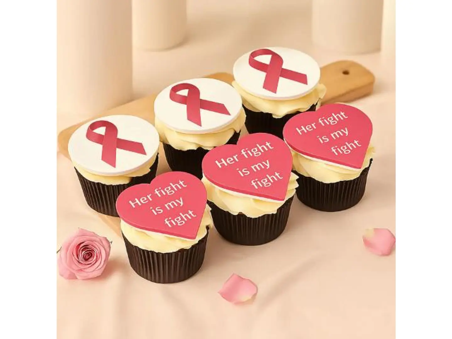 Pink Ribbon Chocolate Cupcake Set