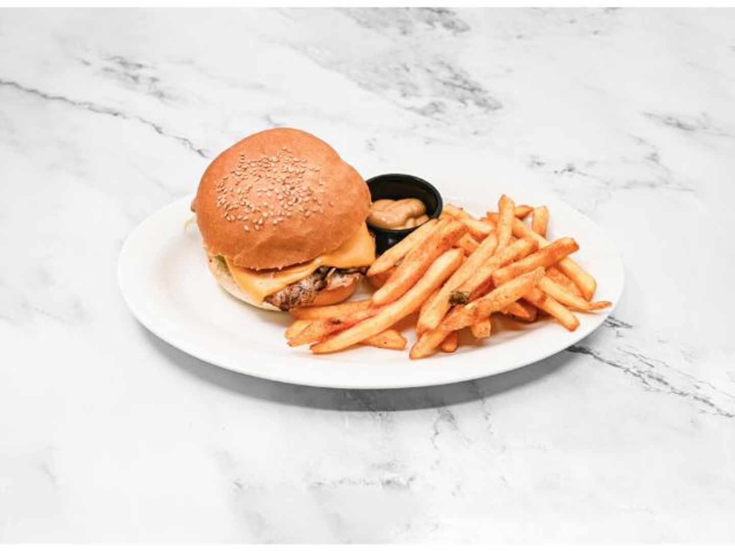 Grilled Chicken Burger With Fries
