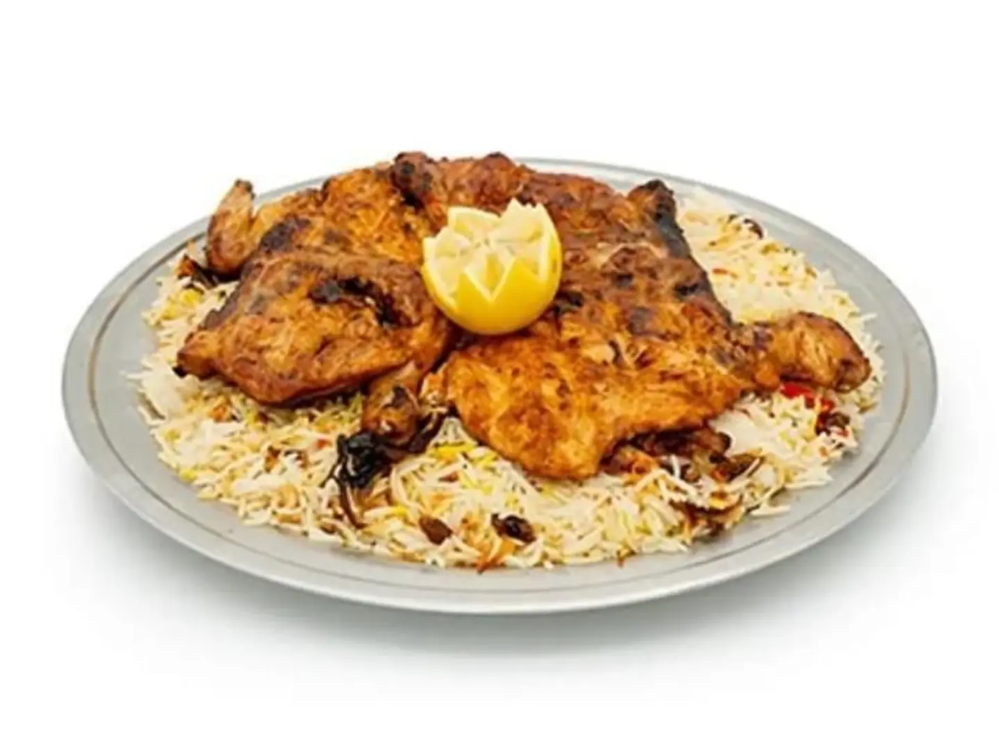 Half Charcoal Chicken With Bashawer Rice