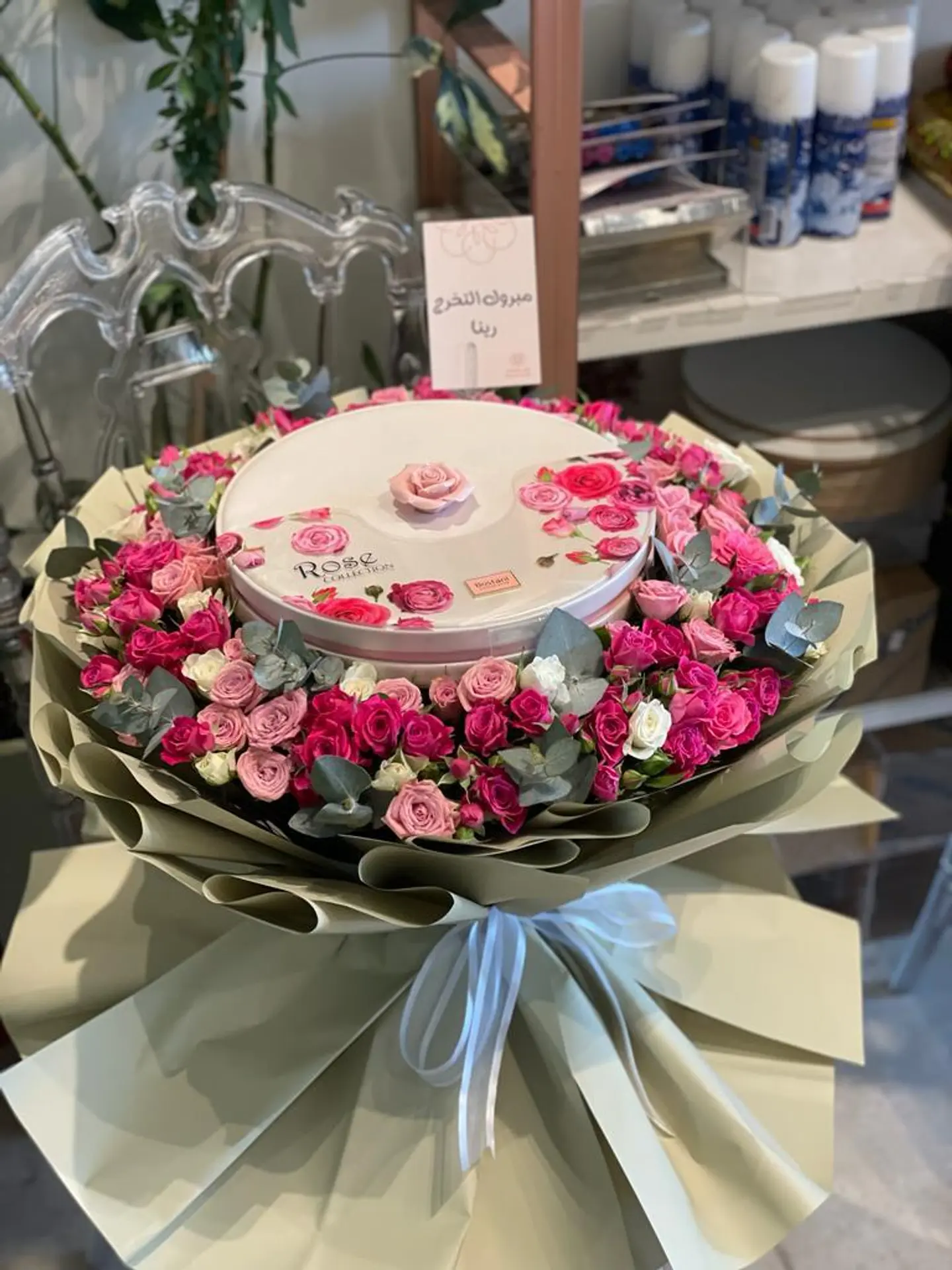 Luxury Bouquet With Large Garden Chocolate And Natural Flowers