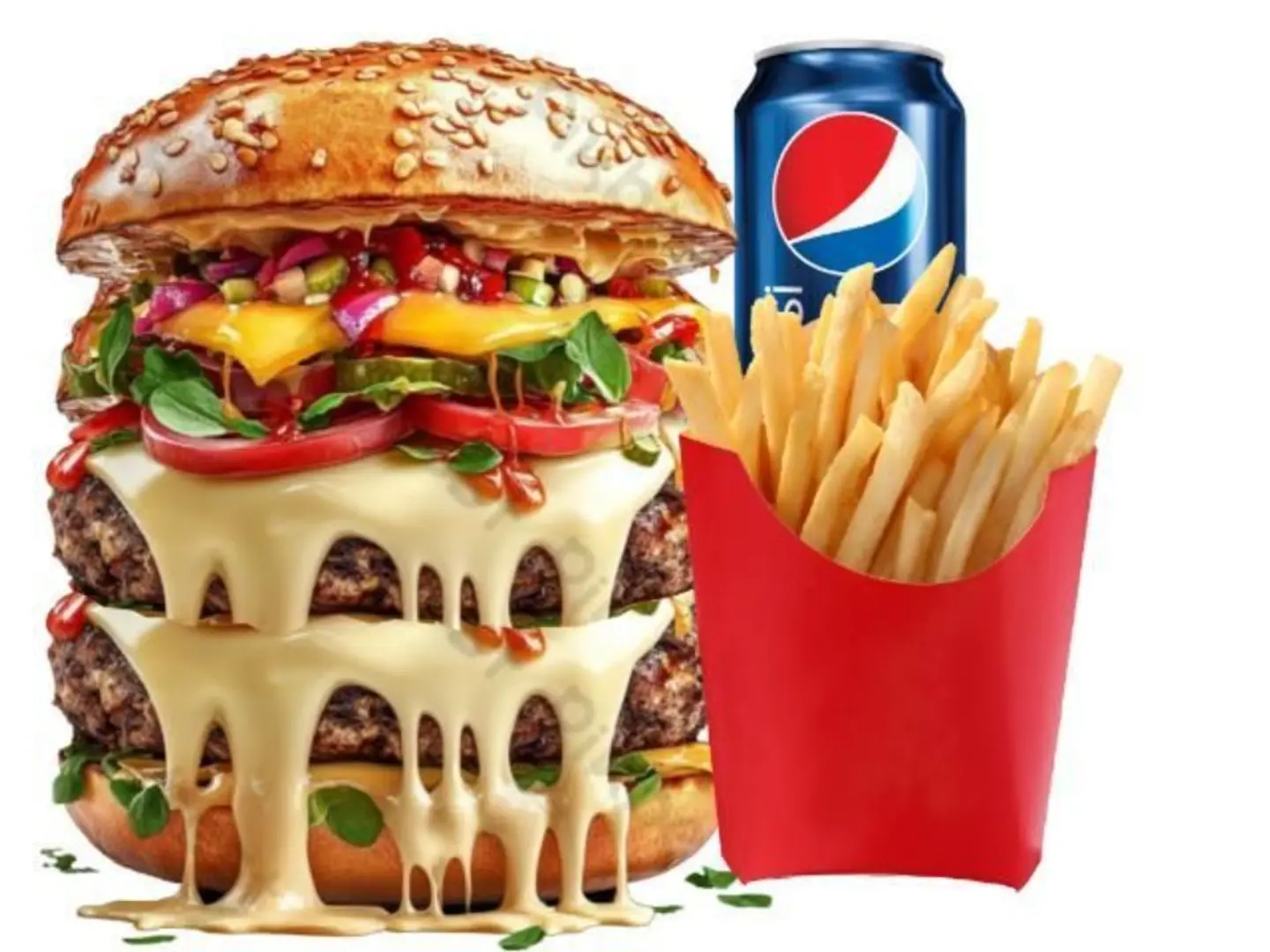 وجبة دبل برجر لحم بالجبن