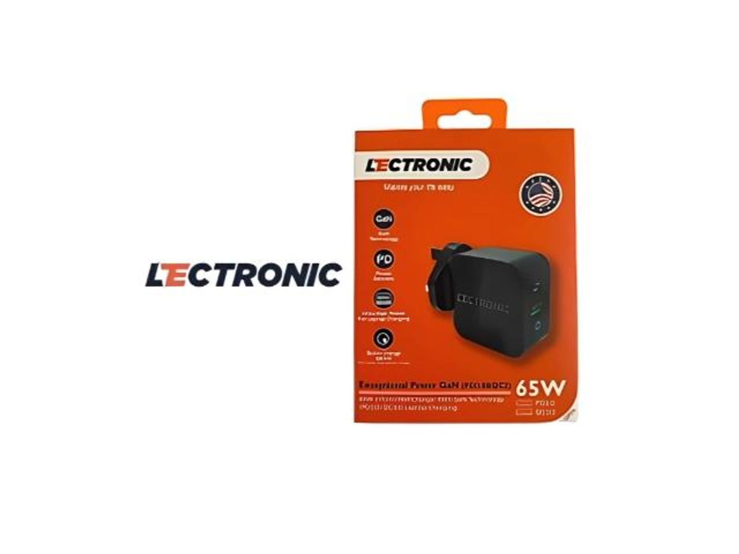 راس شاحن لكترونيك 2 منافذ تايب سي + يو اس بي 65 واط