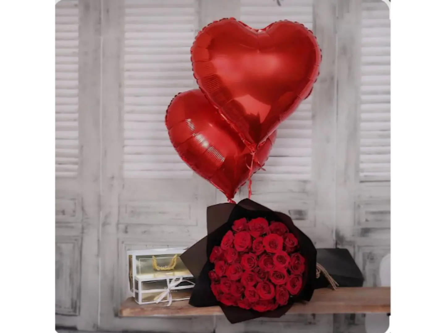 Red Bouquet With A Distinctive Bostani Chocolate Heart