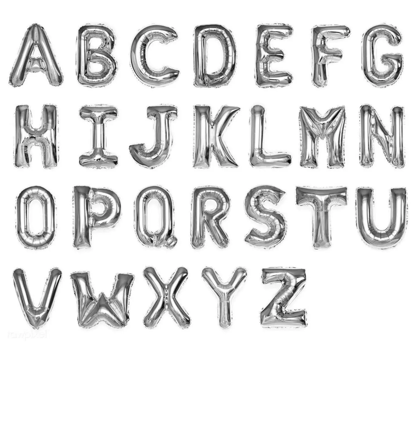 بالونات حروف هيليوم لون فضي