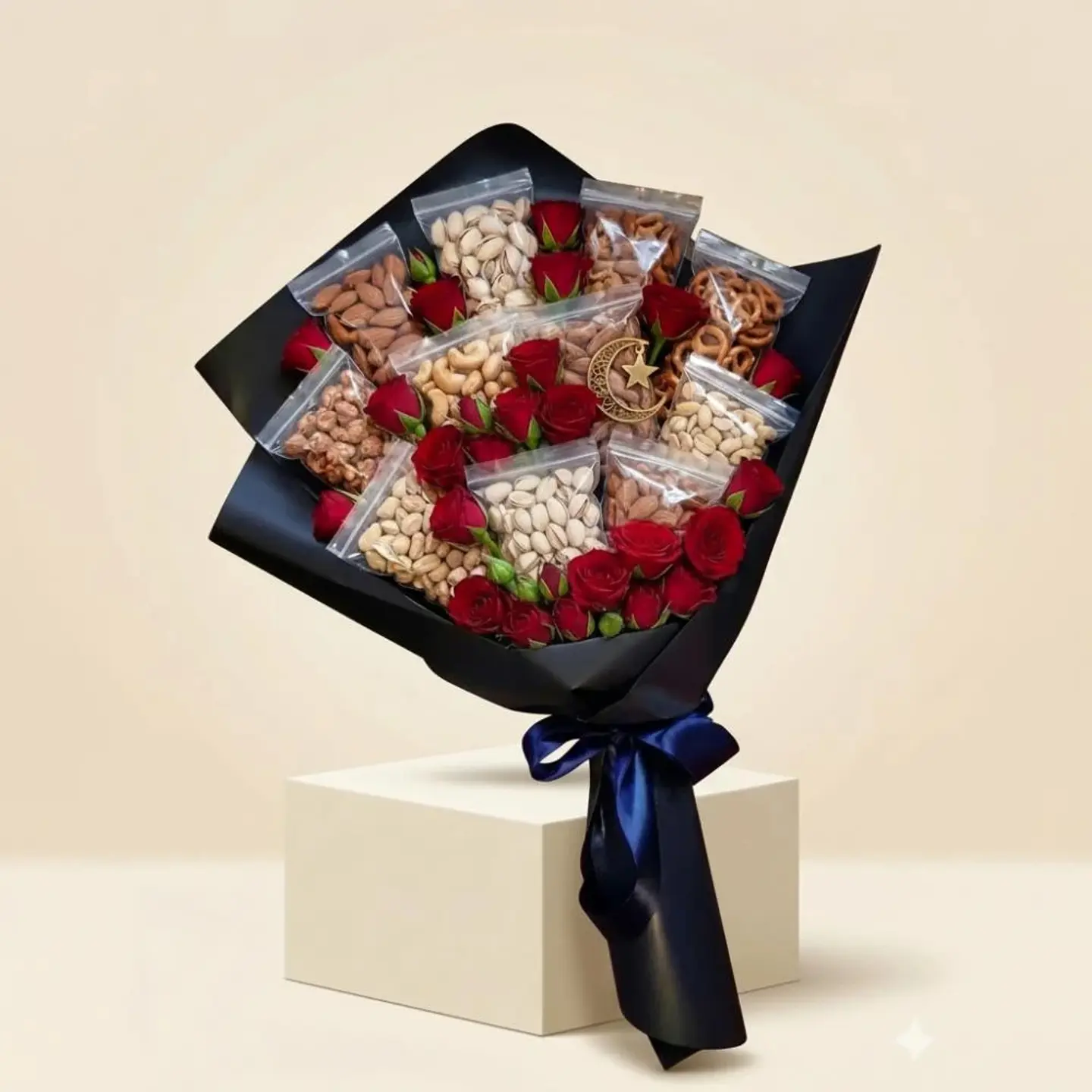 A Bouquet Of Nuts With Flowers