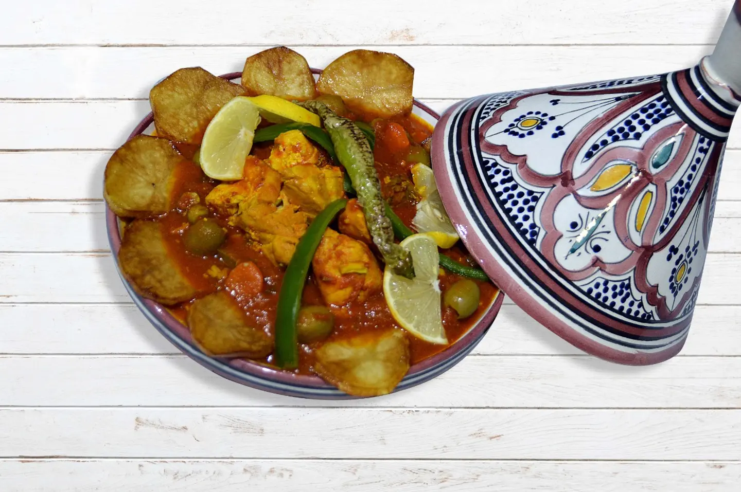 طاجن سمك هامور بالزيتون والفلفل البارد