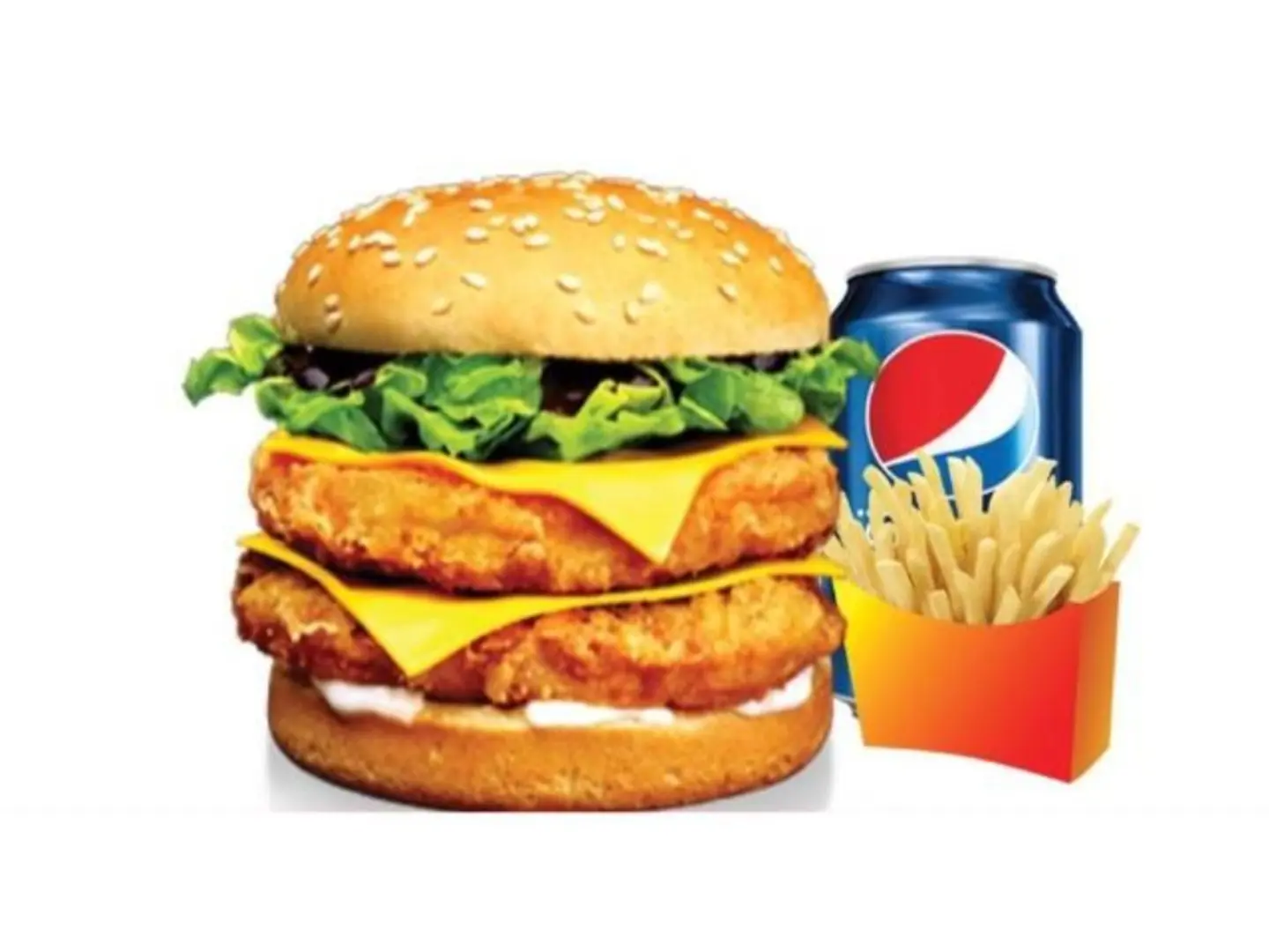 Double Chicken Burger Meal With Cheese