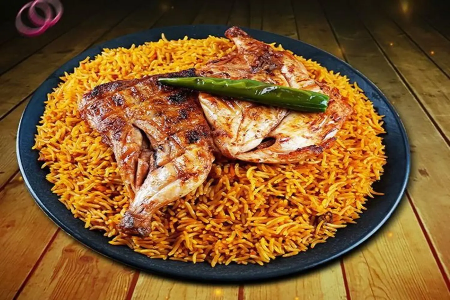 Whole Charcoal Grilled Chicken Served With Red Rice.