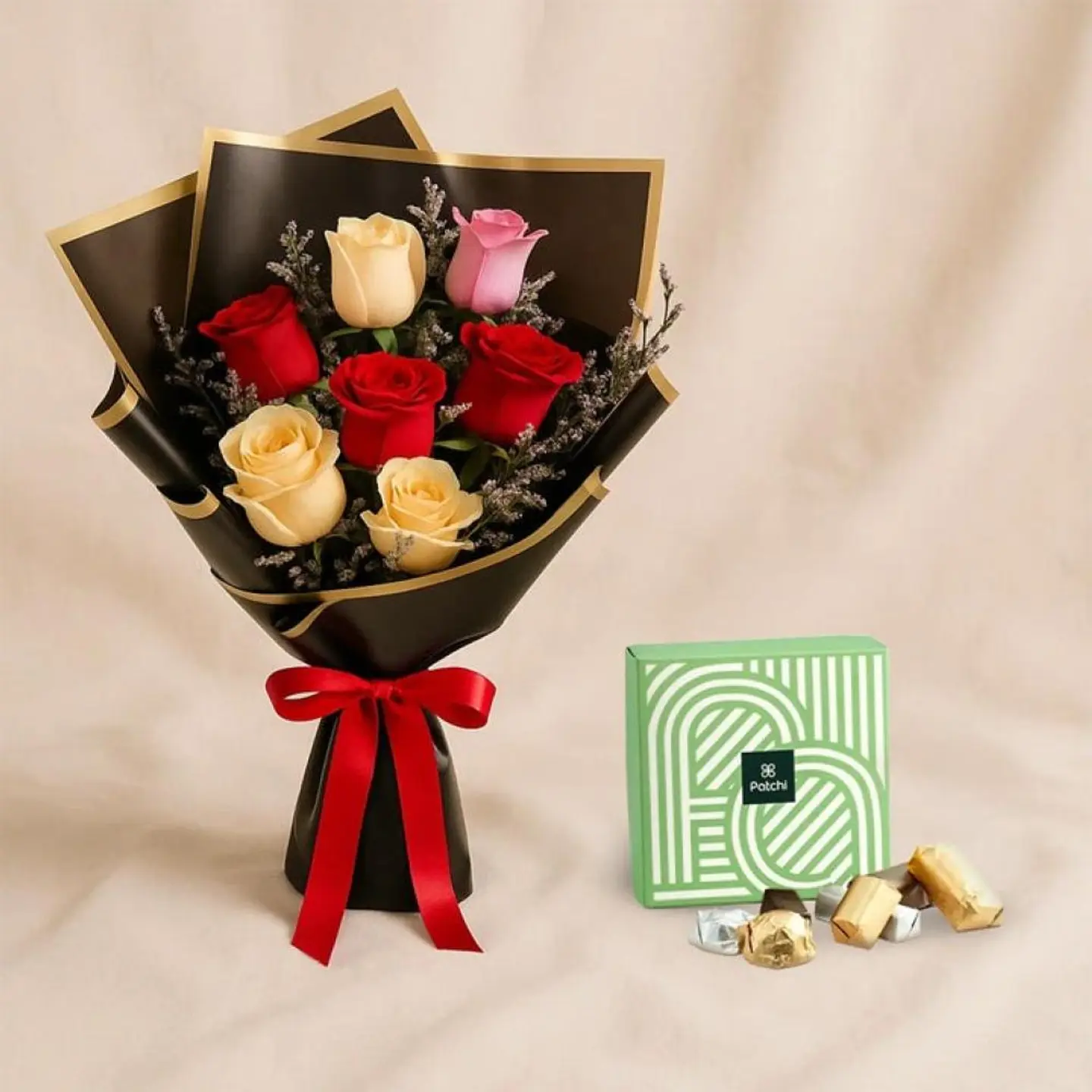 Flower Bouquet And Patchi Chocolate