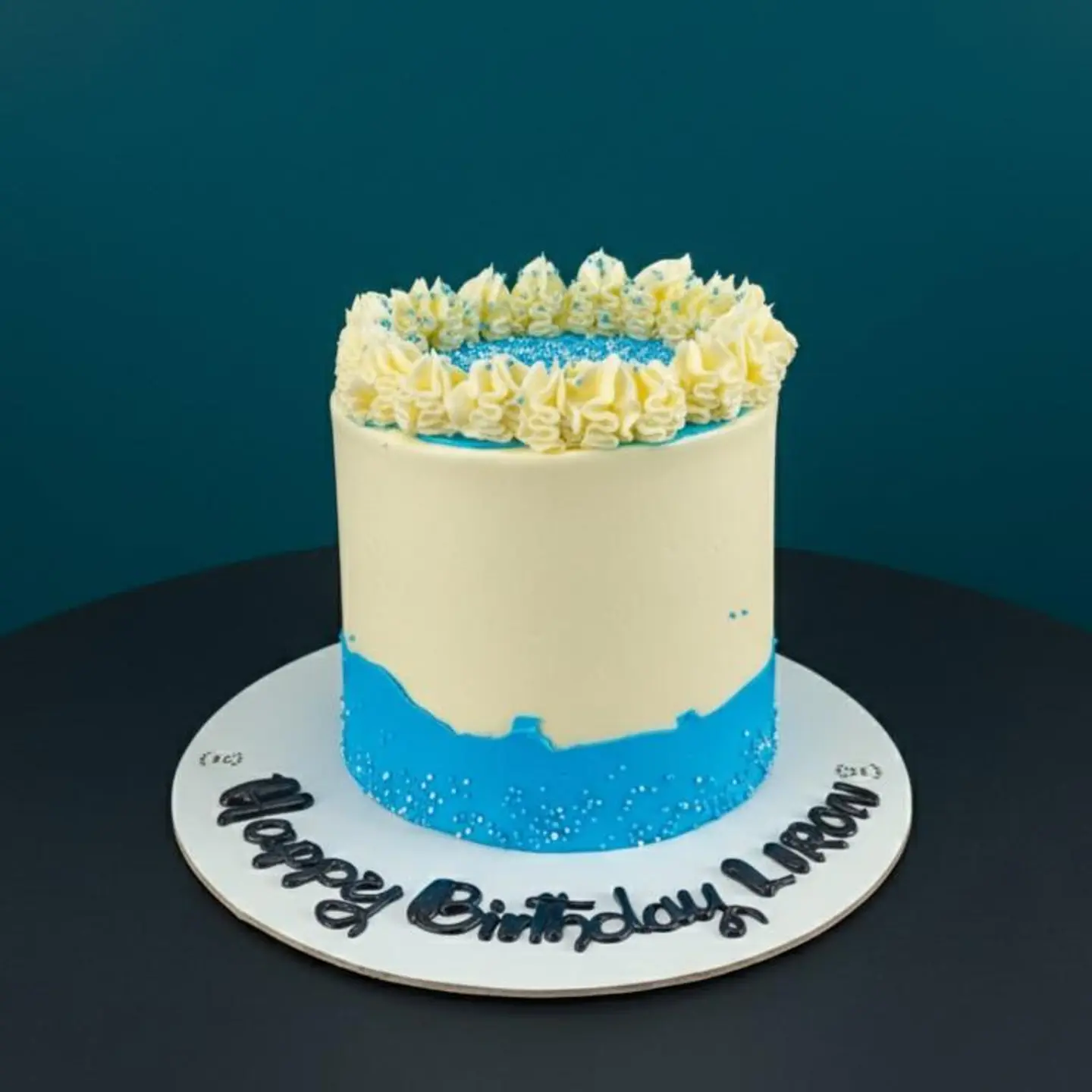 Blue On White Cake