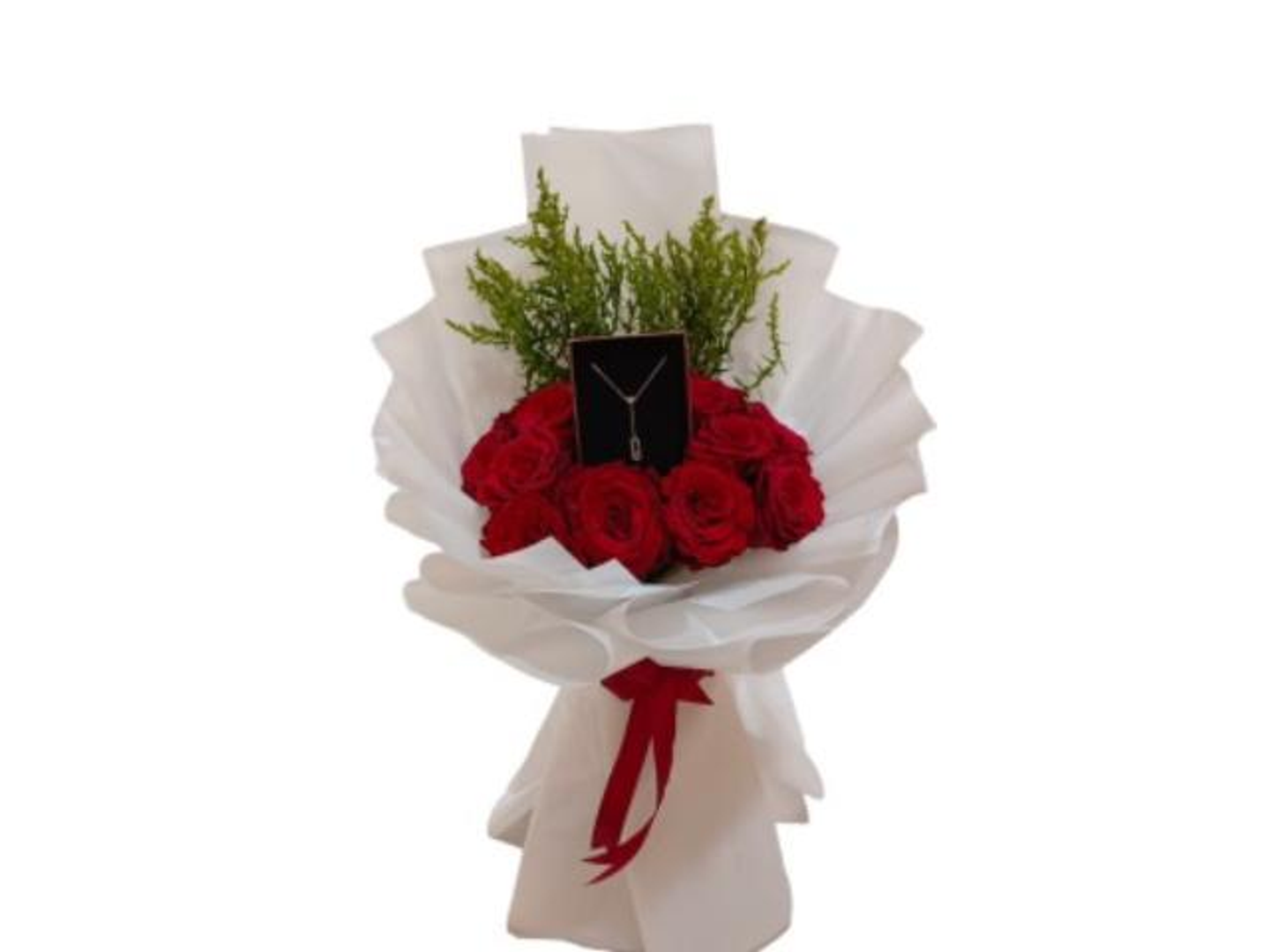 Rose Bouquet With Brand Necklace
