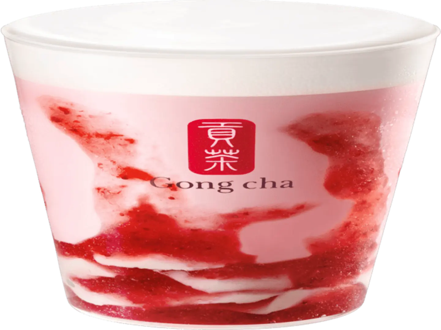 Iced Strawberry Milk Tea With Almond Jelly - Small