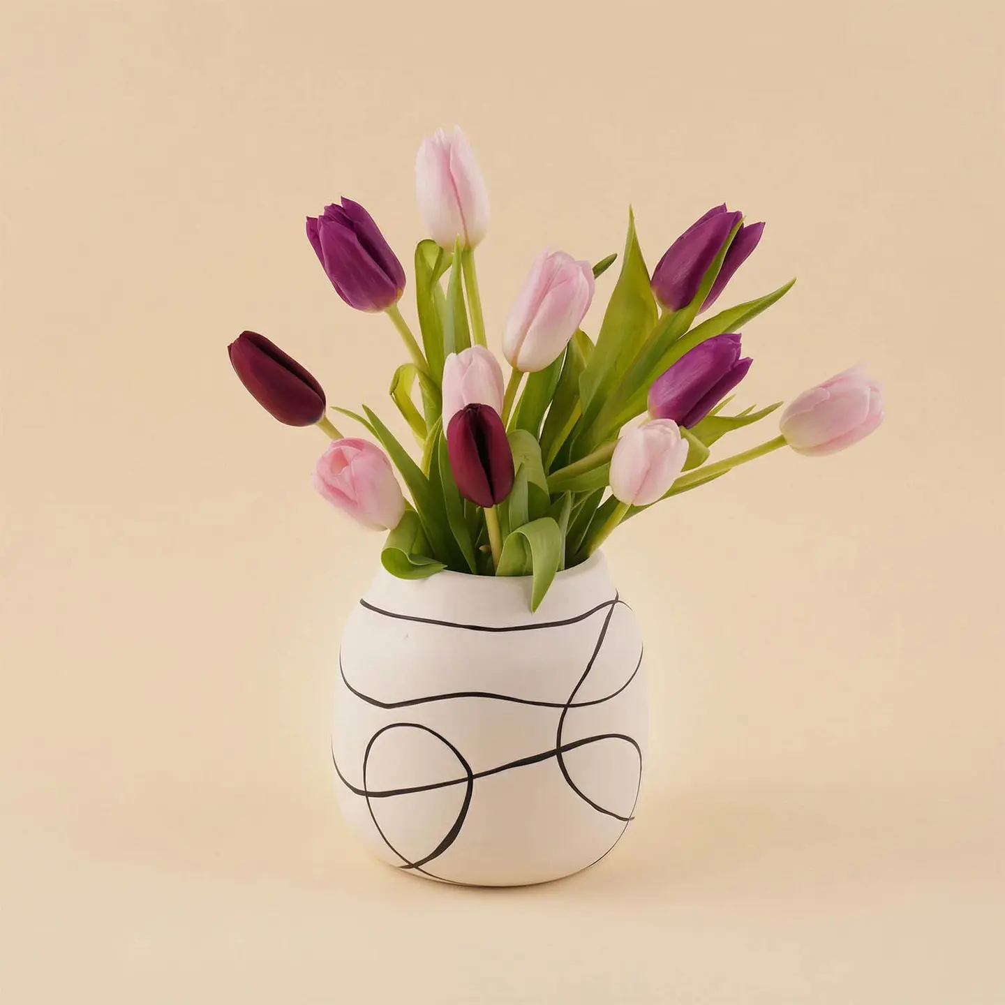 Pink And Purple Tulip Vase