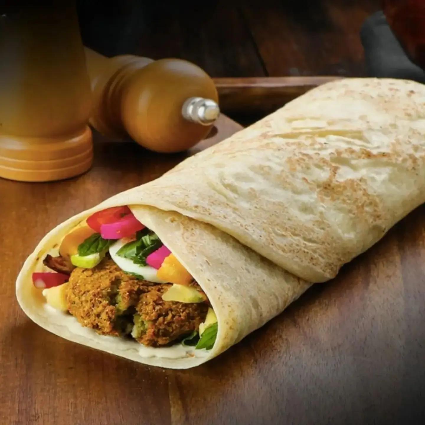 Falafel Sandwich In Shrak Bread