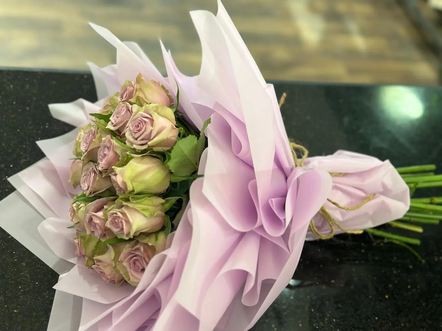 A Lovely Beige Purple Flowers