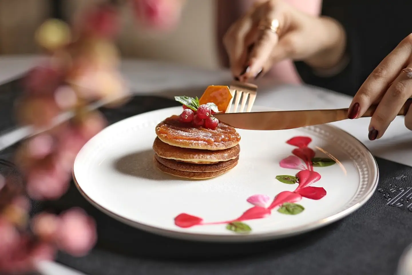 Pancake With Berries And Caramel