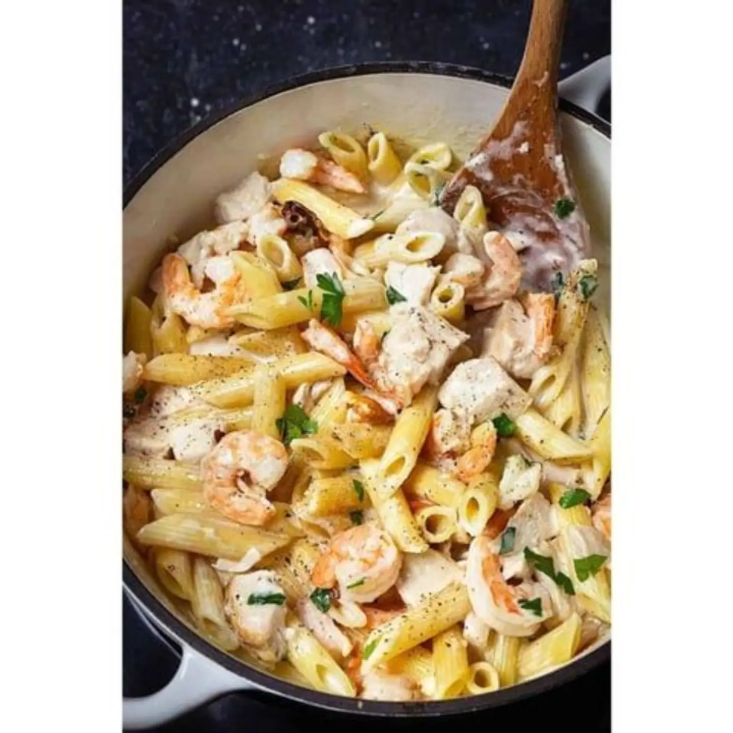 Mix Meat Shrimp Chicken Pasta