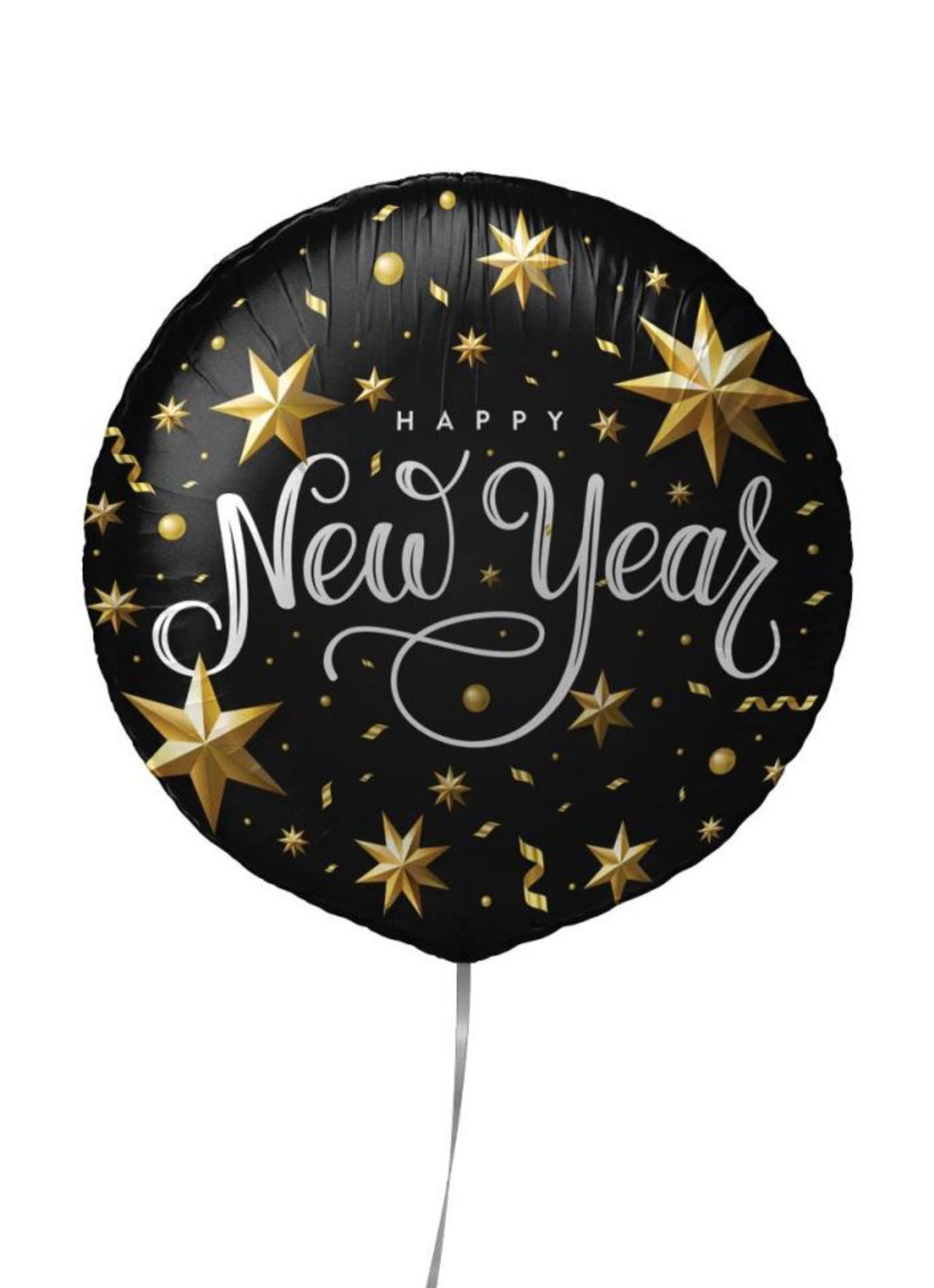 Black Happy New Year Balloon