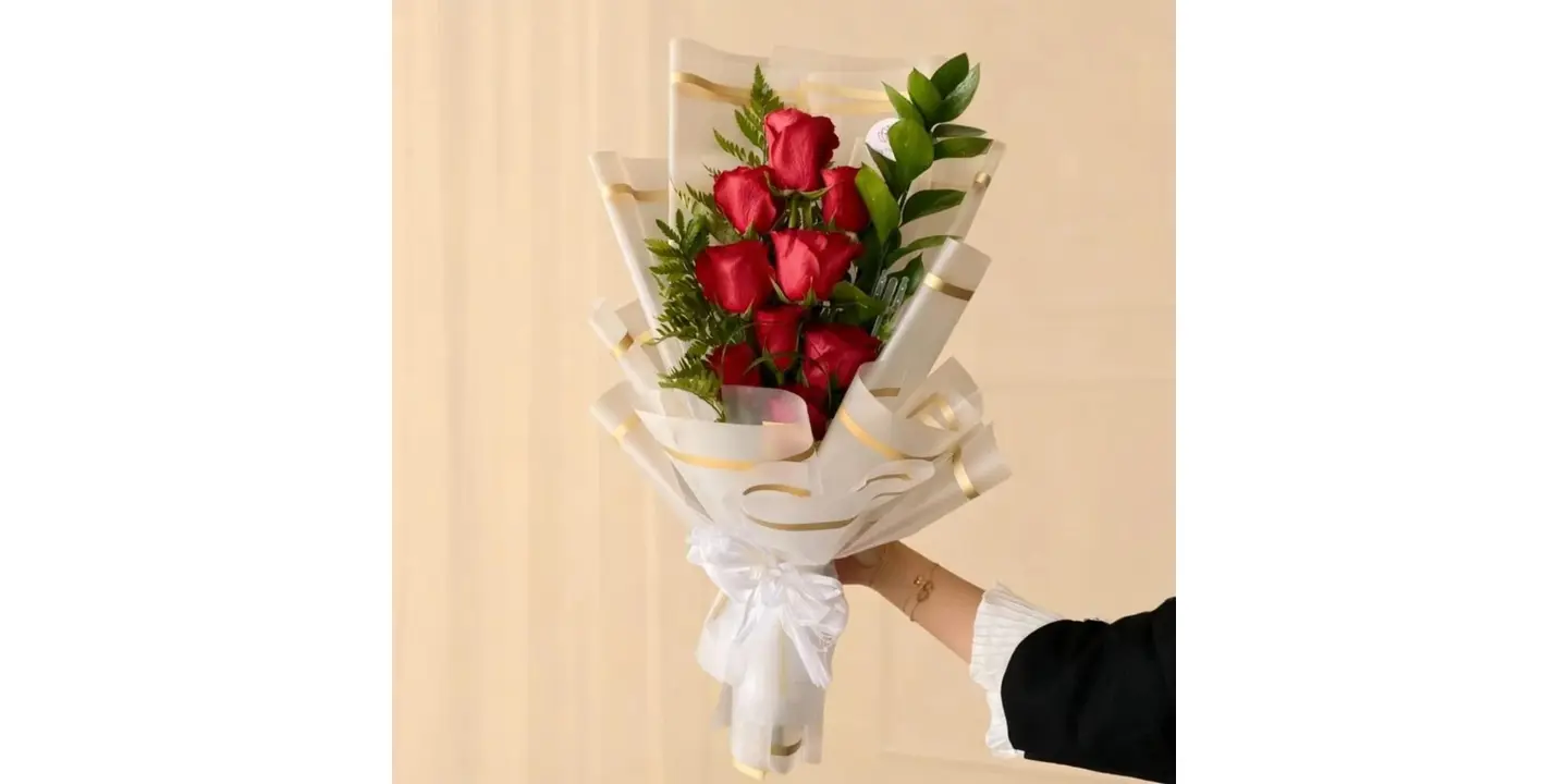 Red Gauri Rose Bouquet With Special Wrapping