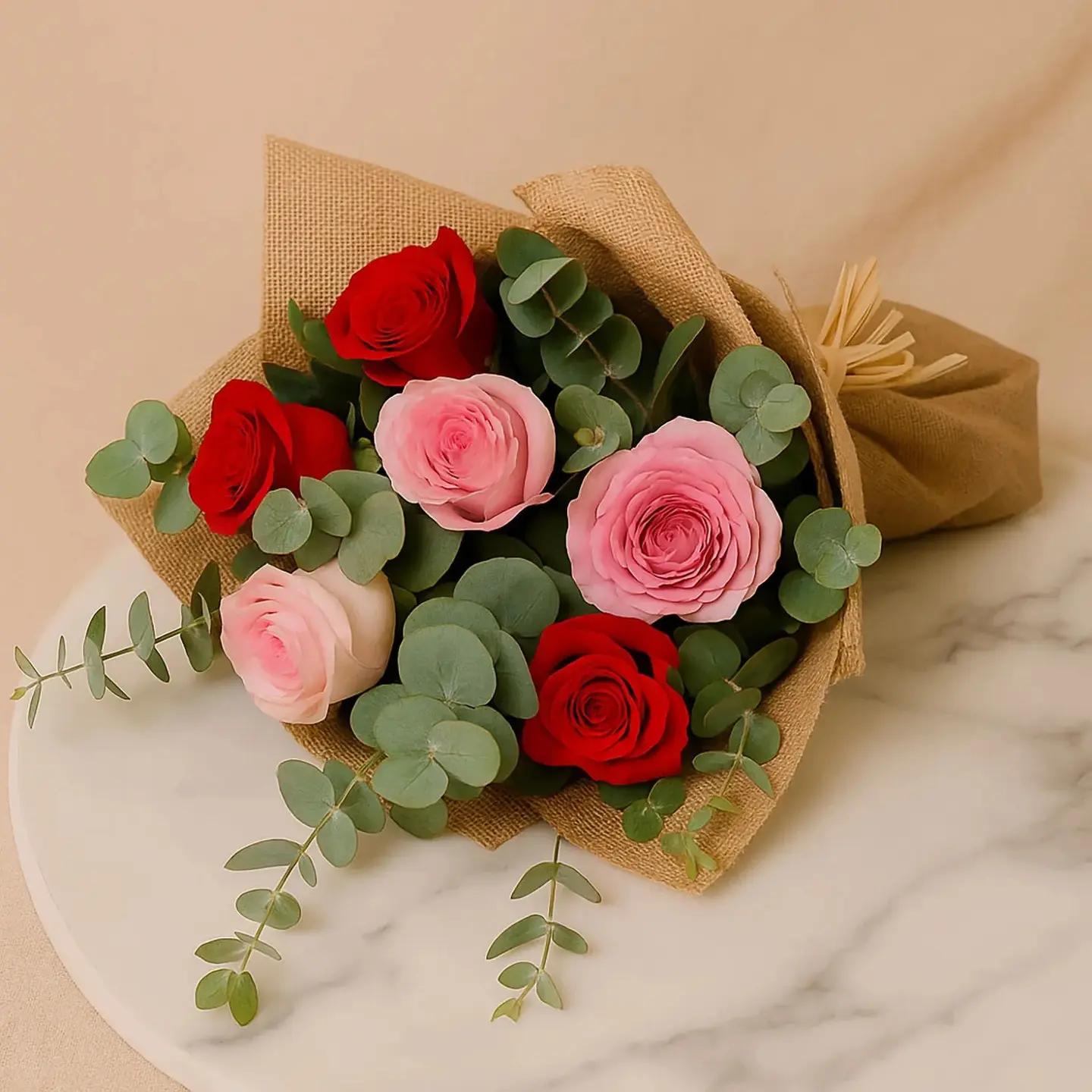 Pink N Red Roses Elegant Bouquet   Rose