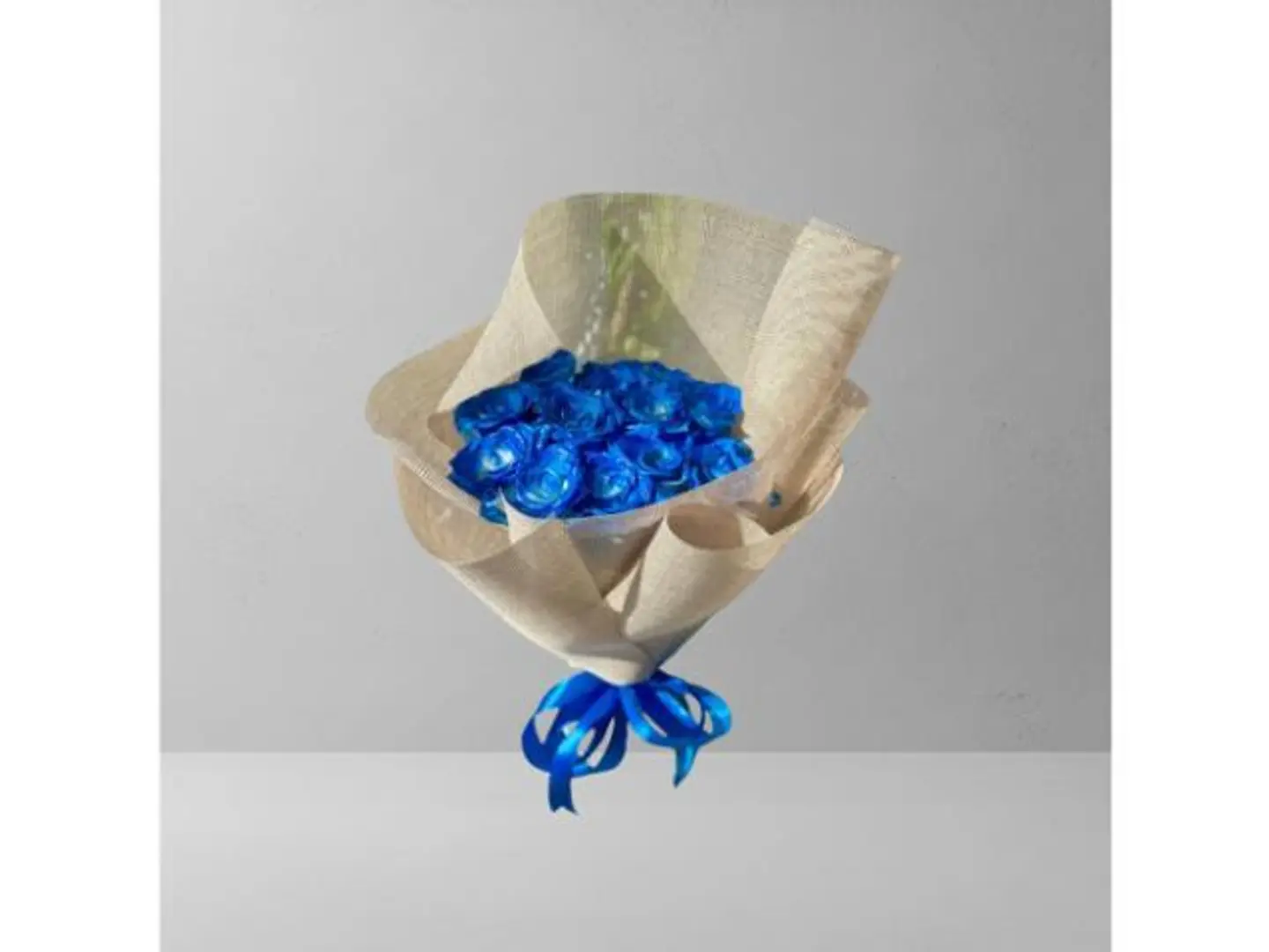 Blue Bouquet With Burlap Wrapping