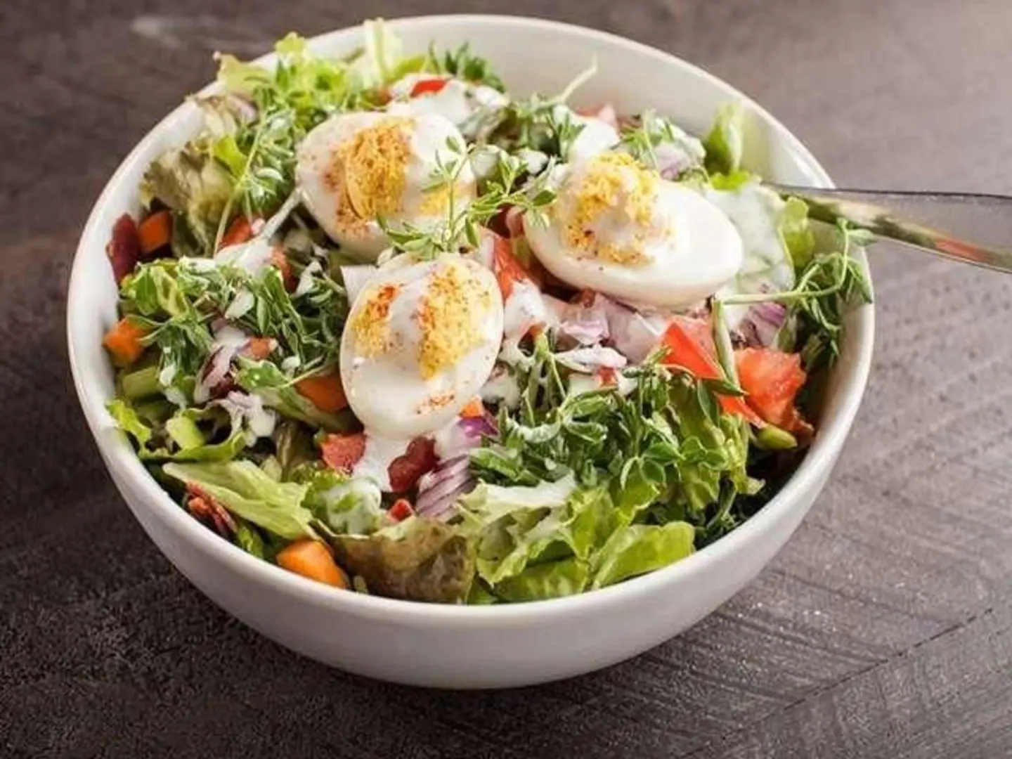 Light Egg Salad With Vegetables And Simple Dressing.