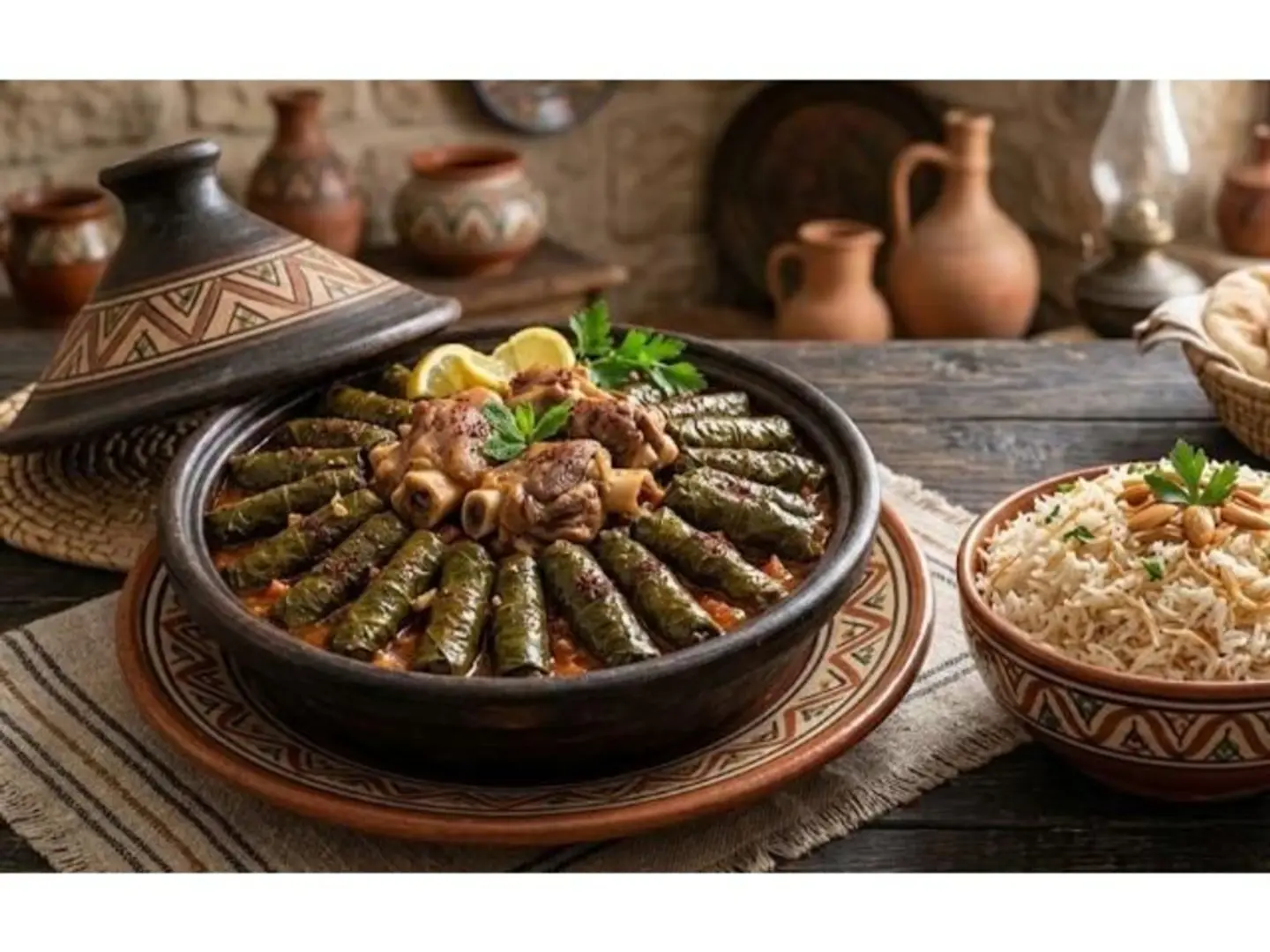Awkawi Grape Leaves Tagine With Rice