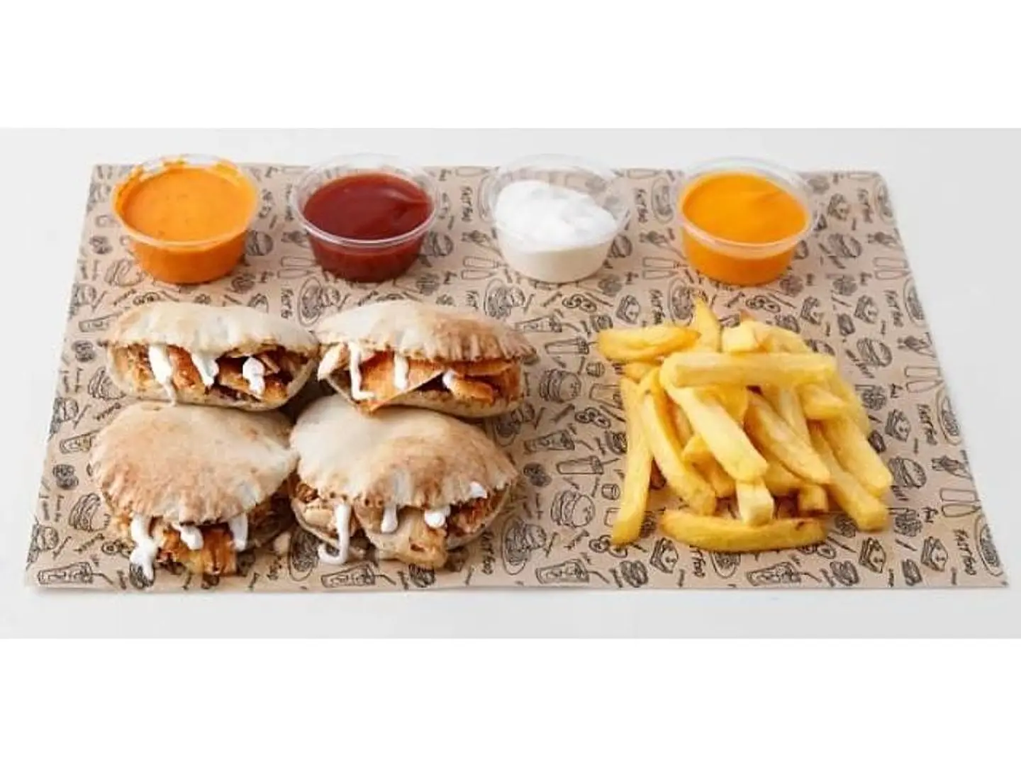 وجبة مشكل برجر عصير شاورما بطاطس