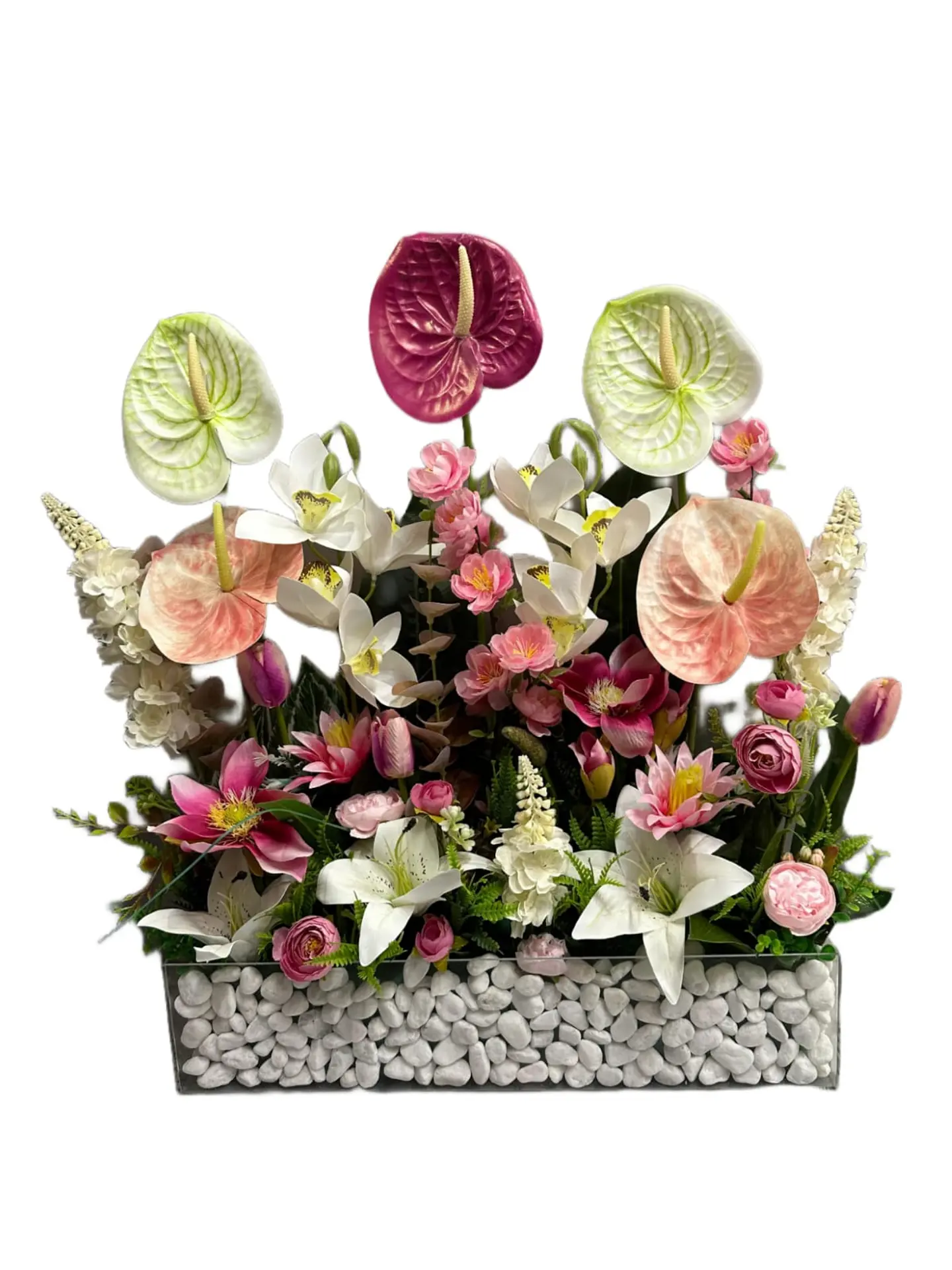 Artificial Flowers In Acralic Box,