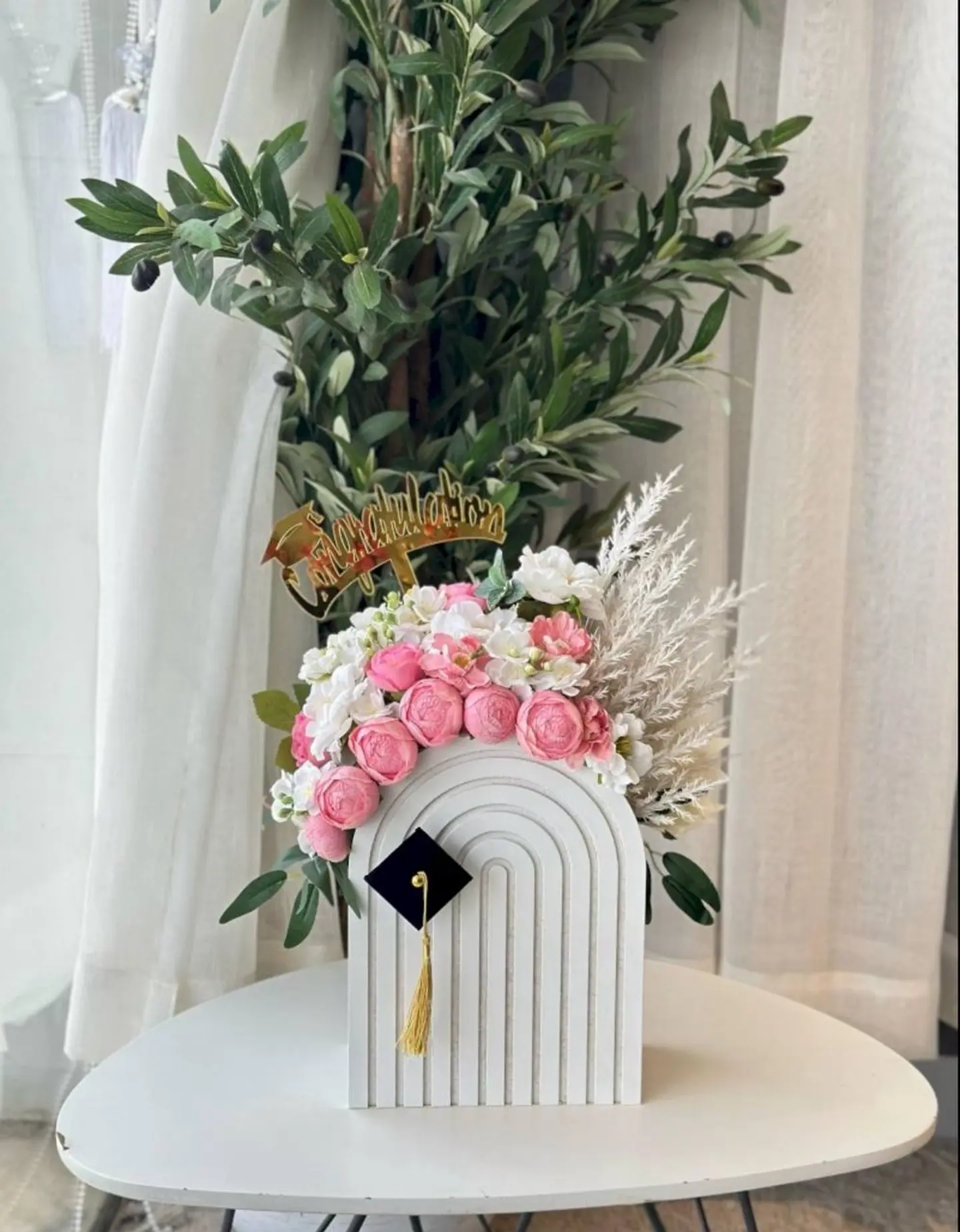 Graduation Stand With Artificial Flowers