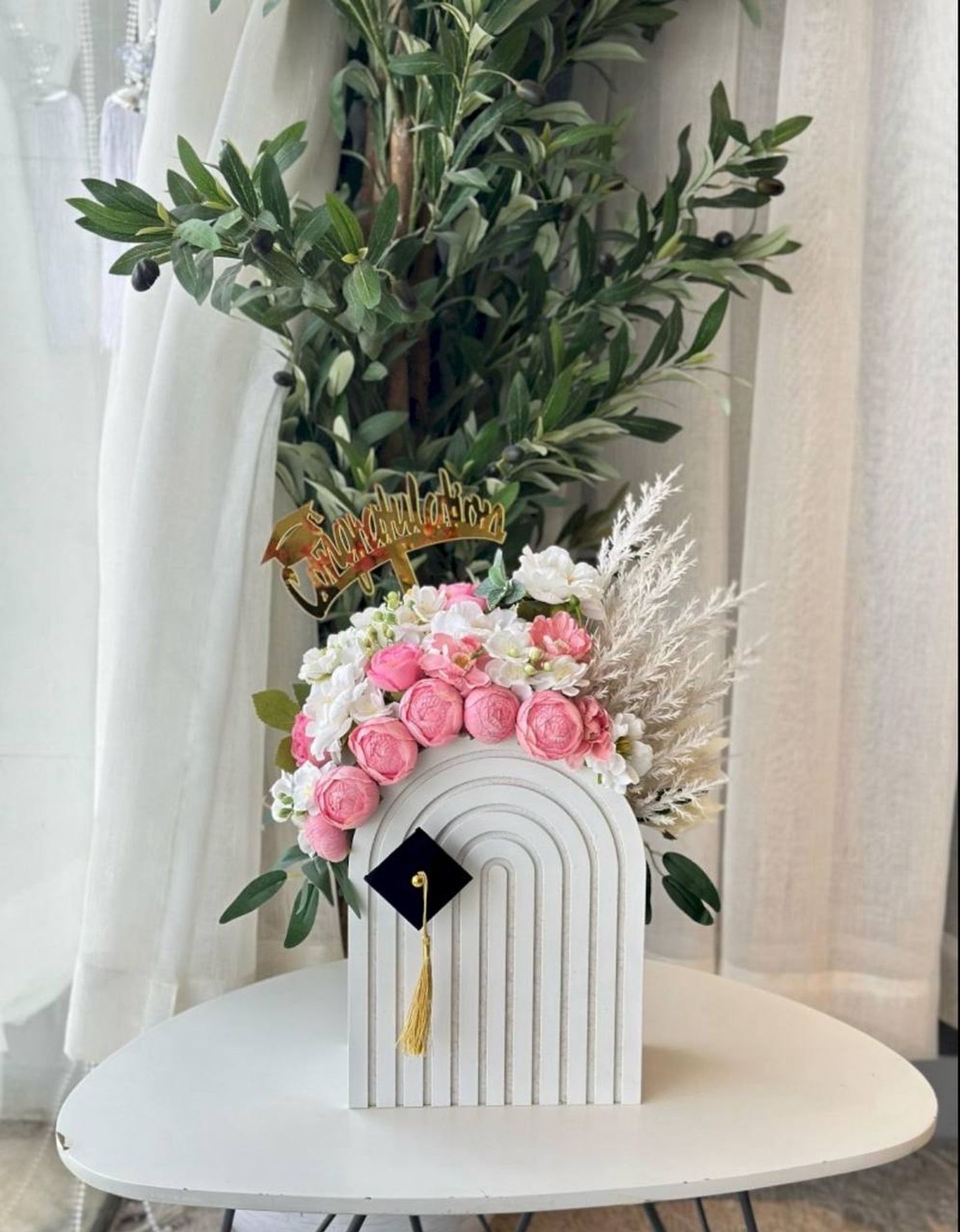 Graduation Stand With Artificial Flowers