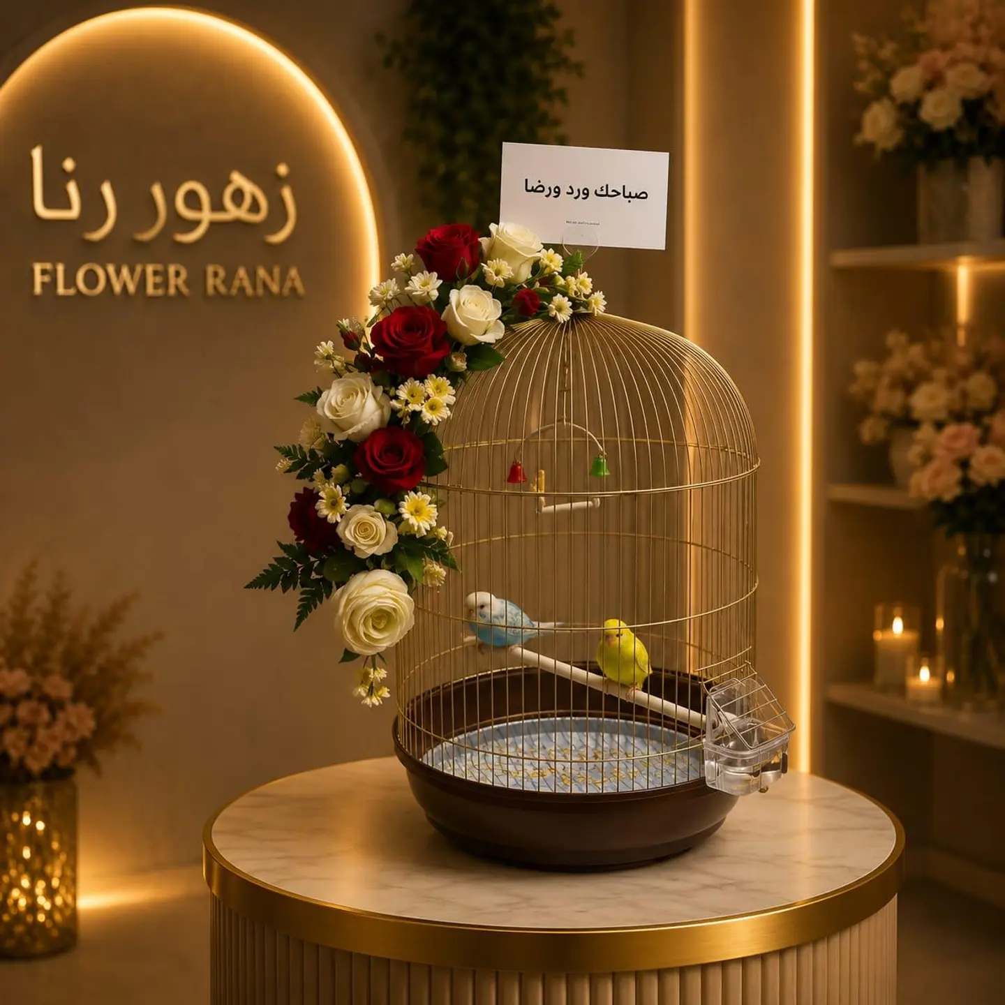 Lovebirds With Roses 5