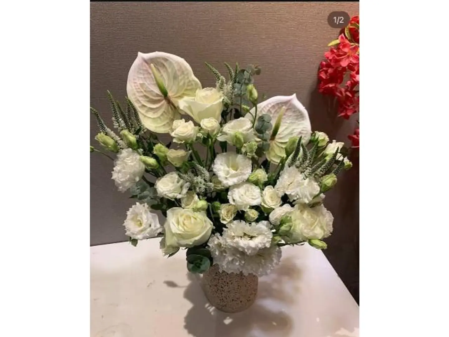 Marble White Lily And Rose Vase